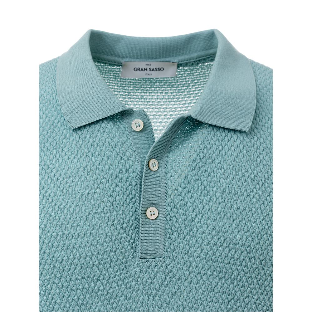 Gran Sasso blauw katoenen poloshirt