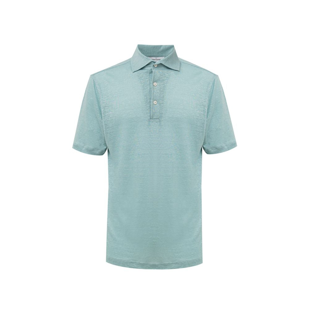 Gran Sasso blauwe linnen polo shirt