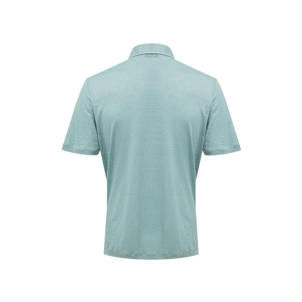 Gran Sasso blauwe linnen polo shirt