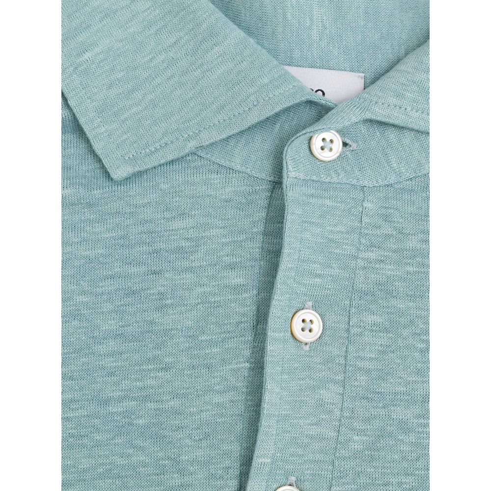 Gran Sasso blauwe linnen polo shirt
