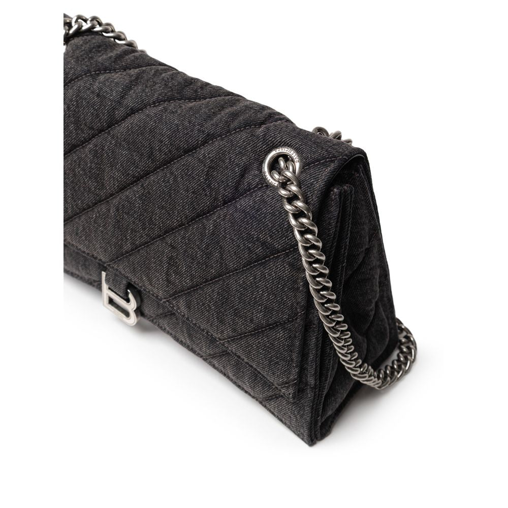 Sac à bandoulière en tissu et cuir noir Balenciaga