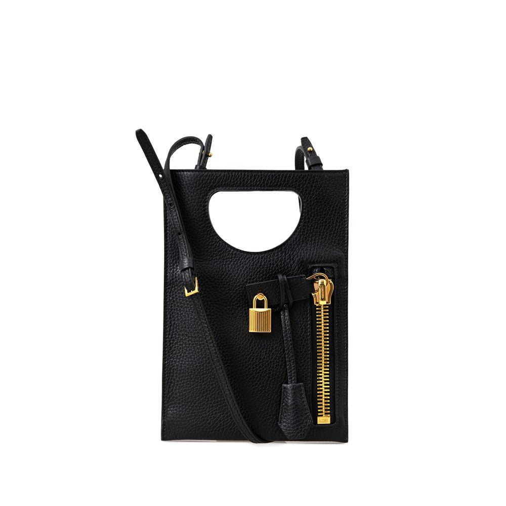 Sac à bandoulière en cuir noir Tom Ford