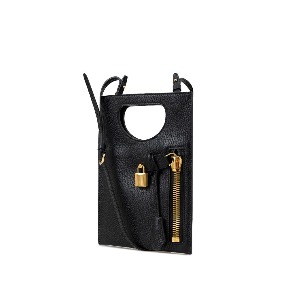 Sac à bandoulière en cuir noir Tom Ford