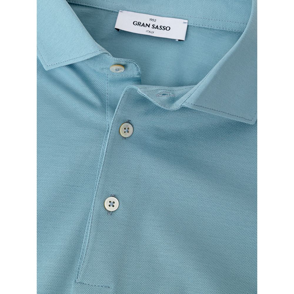 Gran Sasso blauw katoenen poloshirt