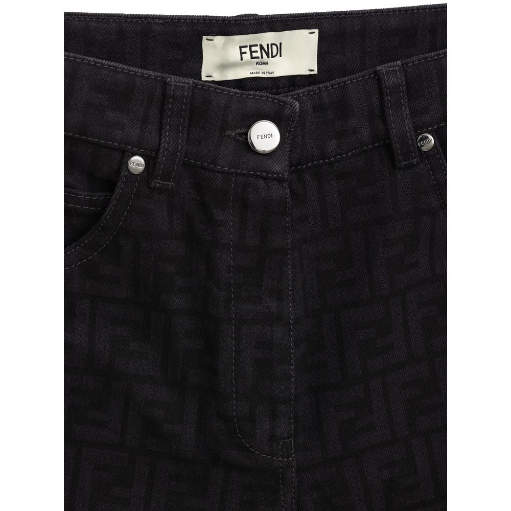 Jean en coton noir en denim Fendi