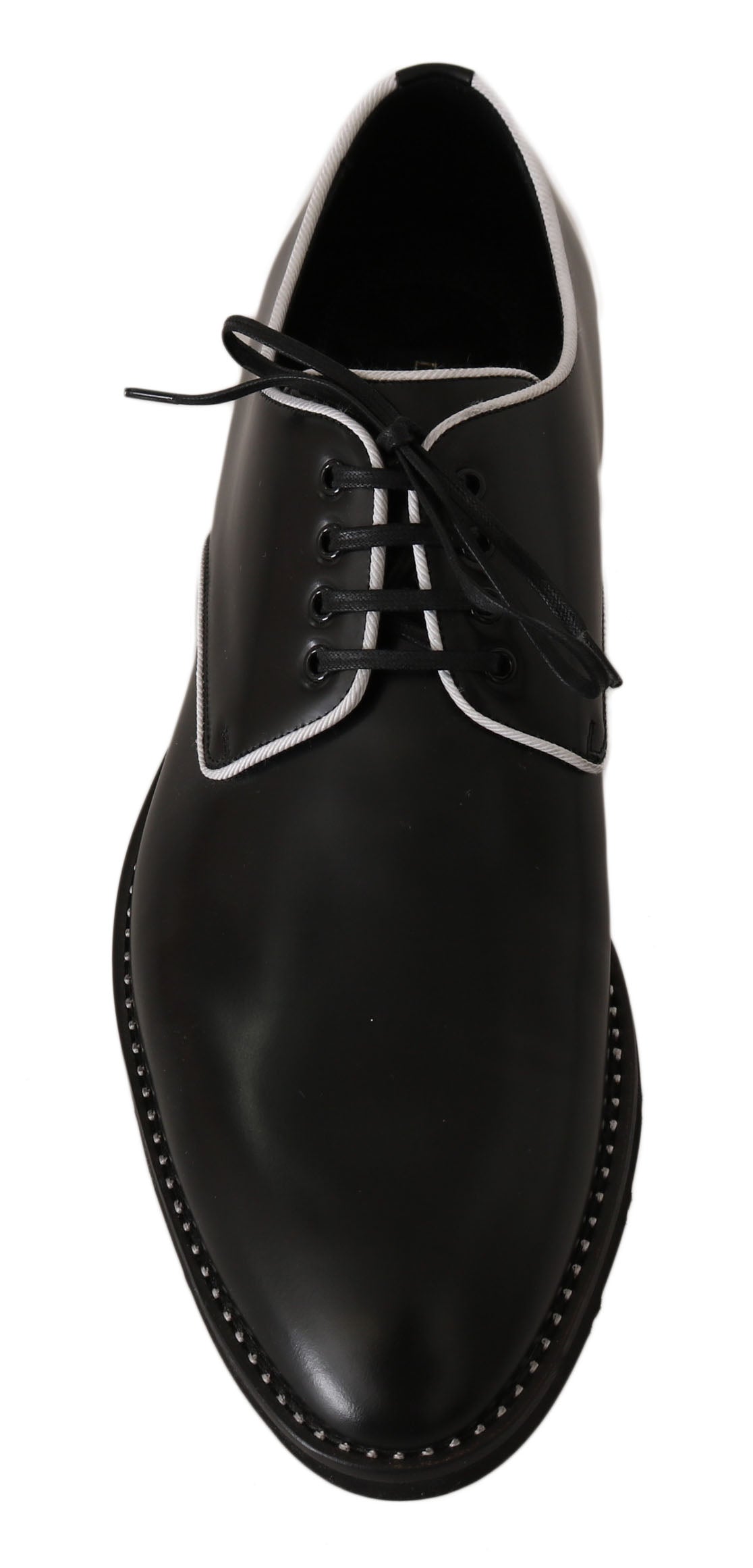 Derbies en cuir noir avec ligne blanche de Dolce & Gabbana