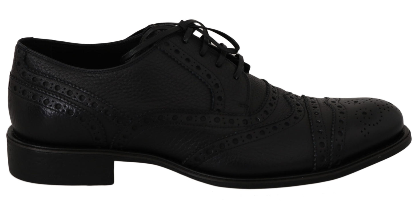 Chaussures habillées Oxford en cuir bleu à bout en aile de la marque Dolce & Gabbana