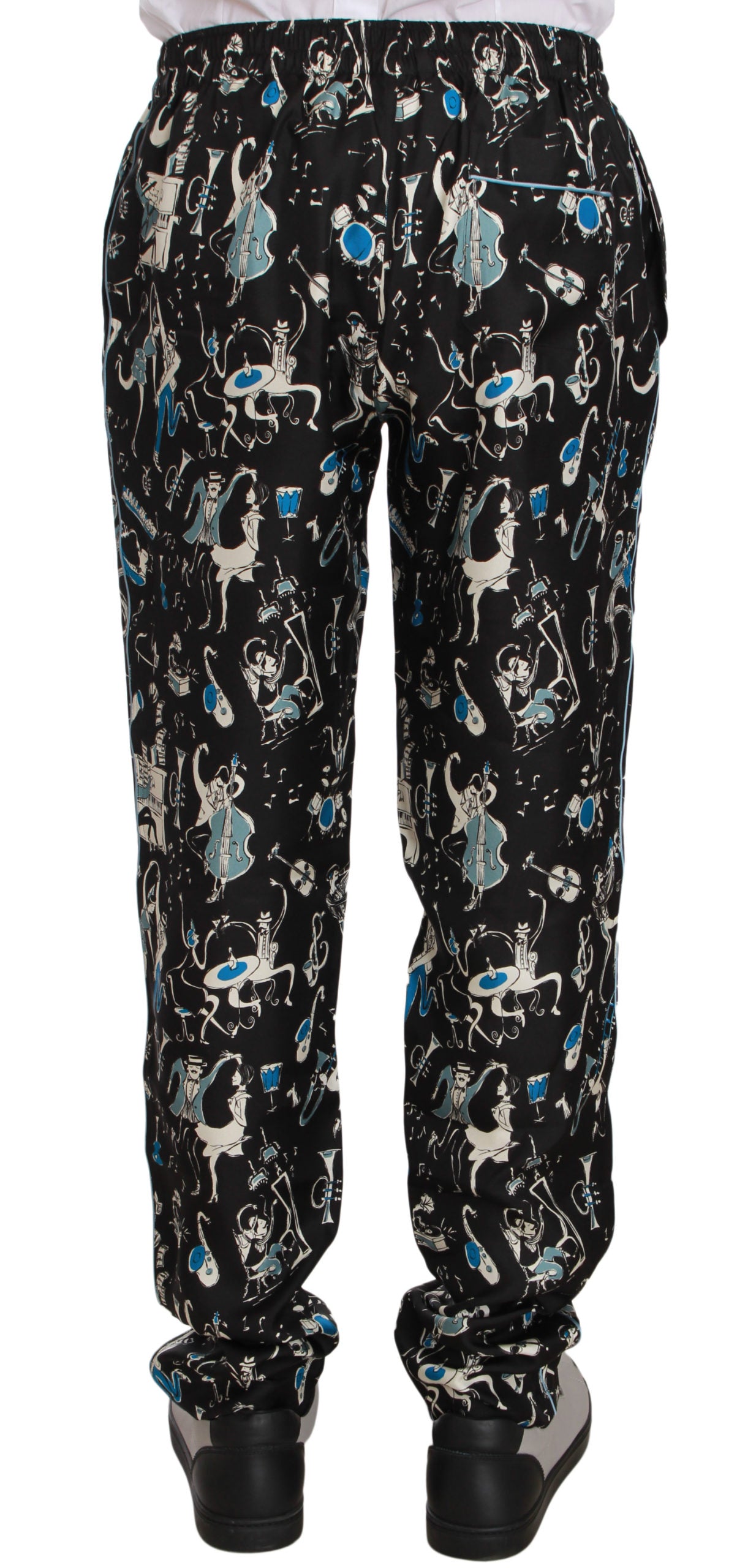 Pantalon de pyjama noir à motif d'instruments de musique Dolce & Gabbana