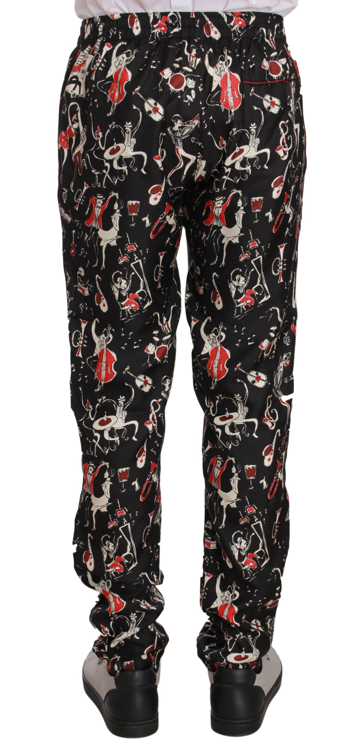 Pantalon de pyjama rouge à imprimé d'instruments de musique Dolce & Gabbana