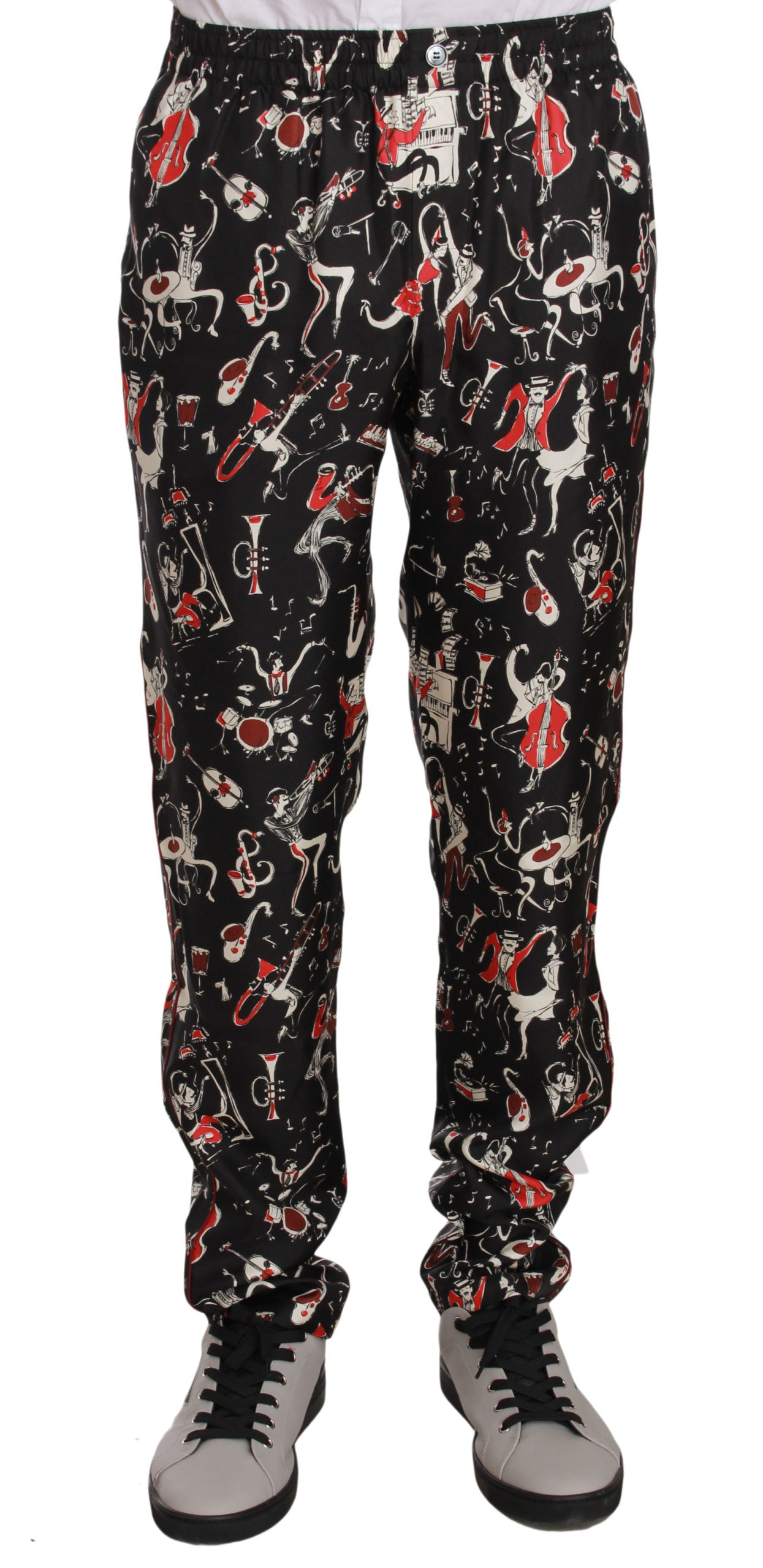 Pantalon de pyjama rouge à imprimé d'instruments de musique Dolce & Gabbana