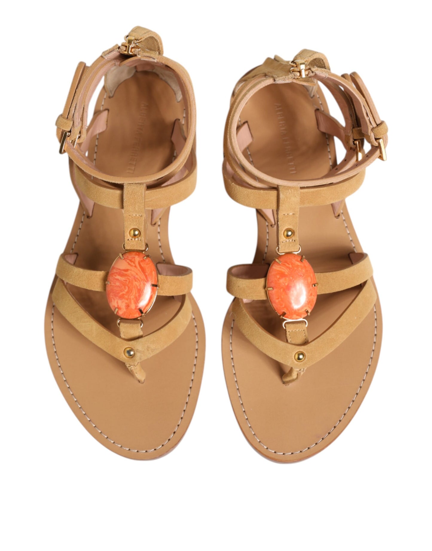 Sandales compensées à lacets et fermeture éclair marron Alberta Ferretti