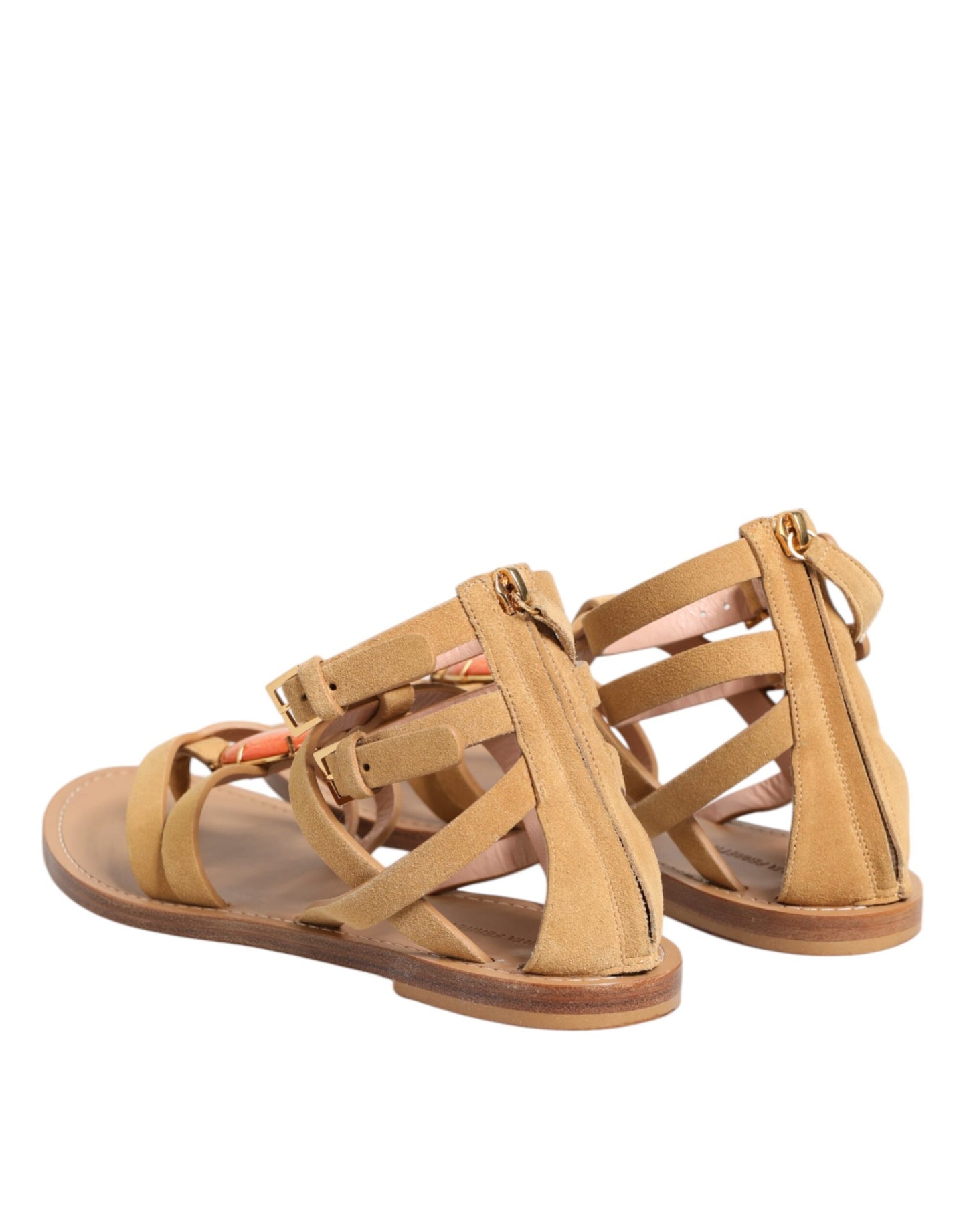 Sandales compensées à lacets et fermeture éclair marron Alberta Ferretti