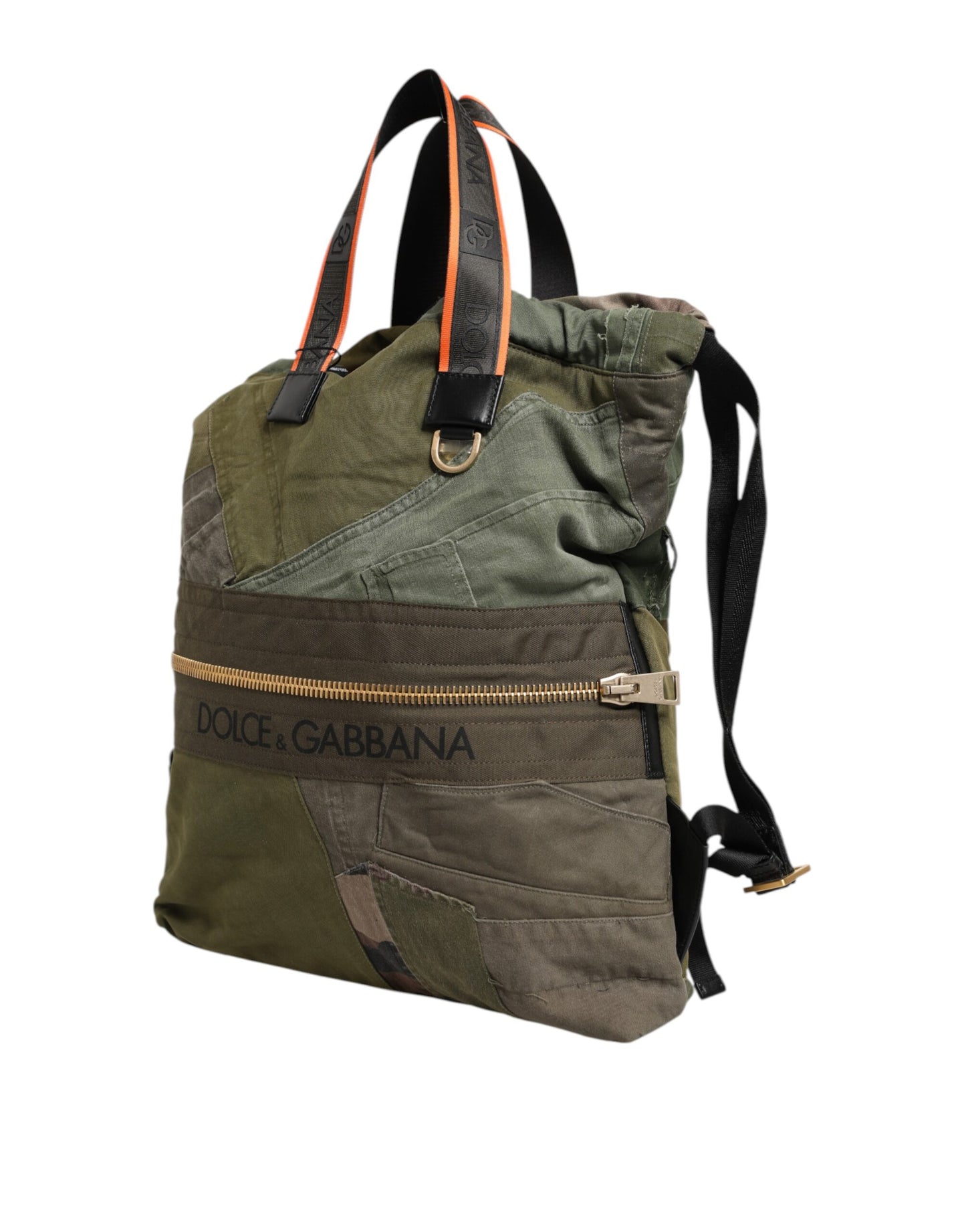 Sac à dos patchwork vert militaire Dolce & Gabbana
