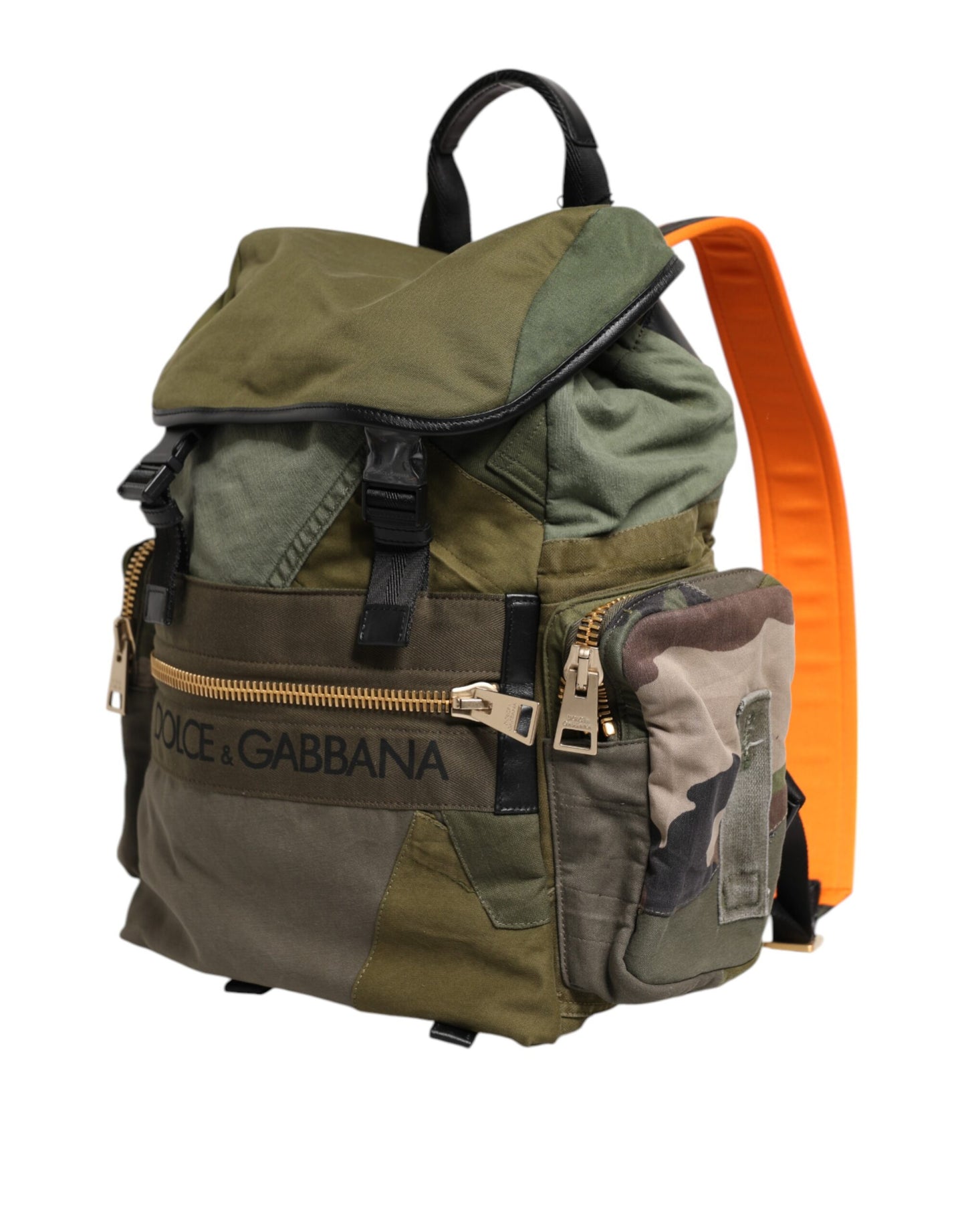Sac à dos patchwork vert militaire Dolce & Gabbana