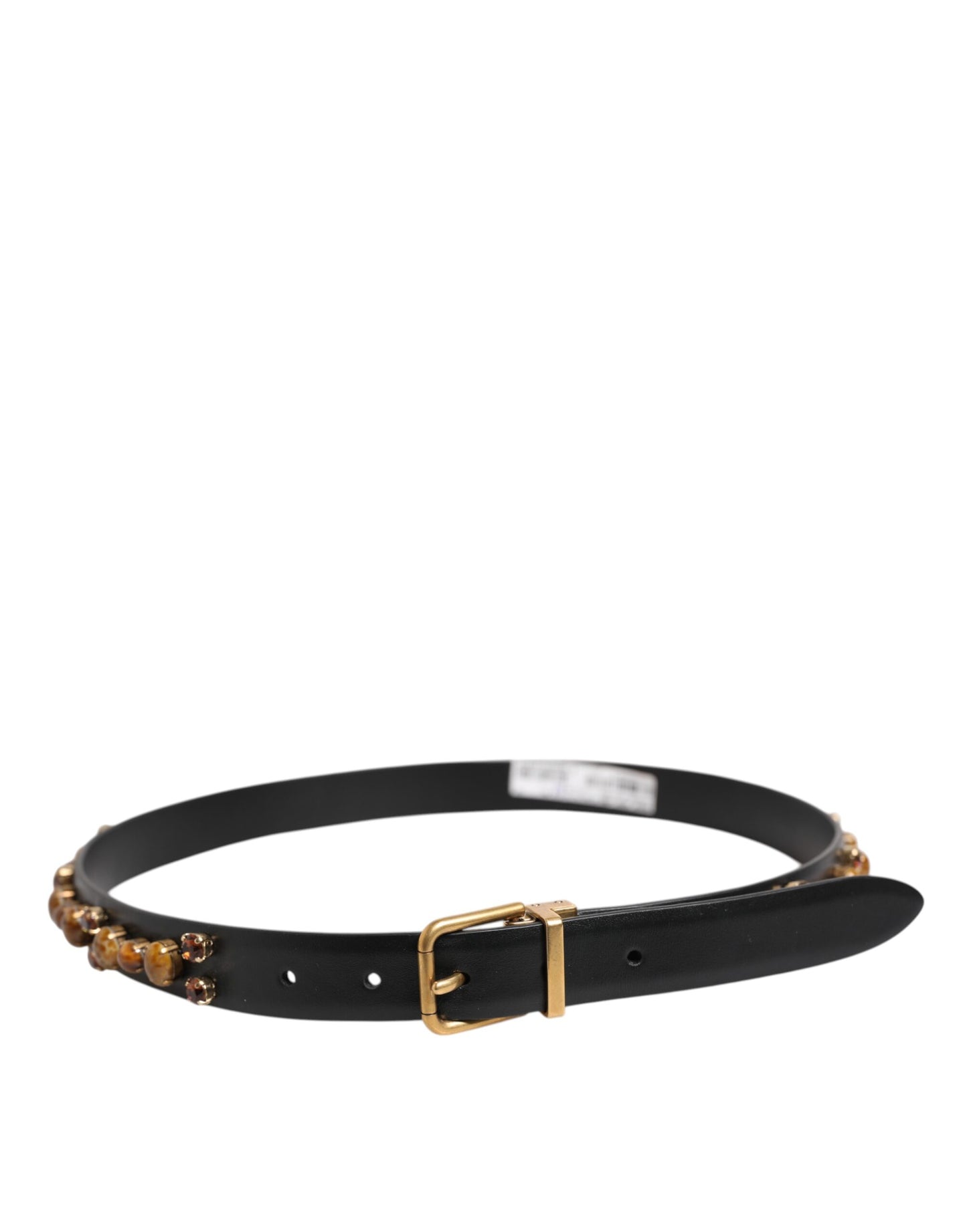 Ceinture Dolce & Gabbana en cuir noir avec boucle dorée cloutée