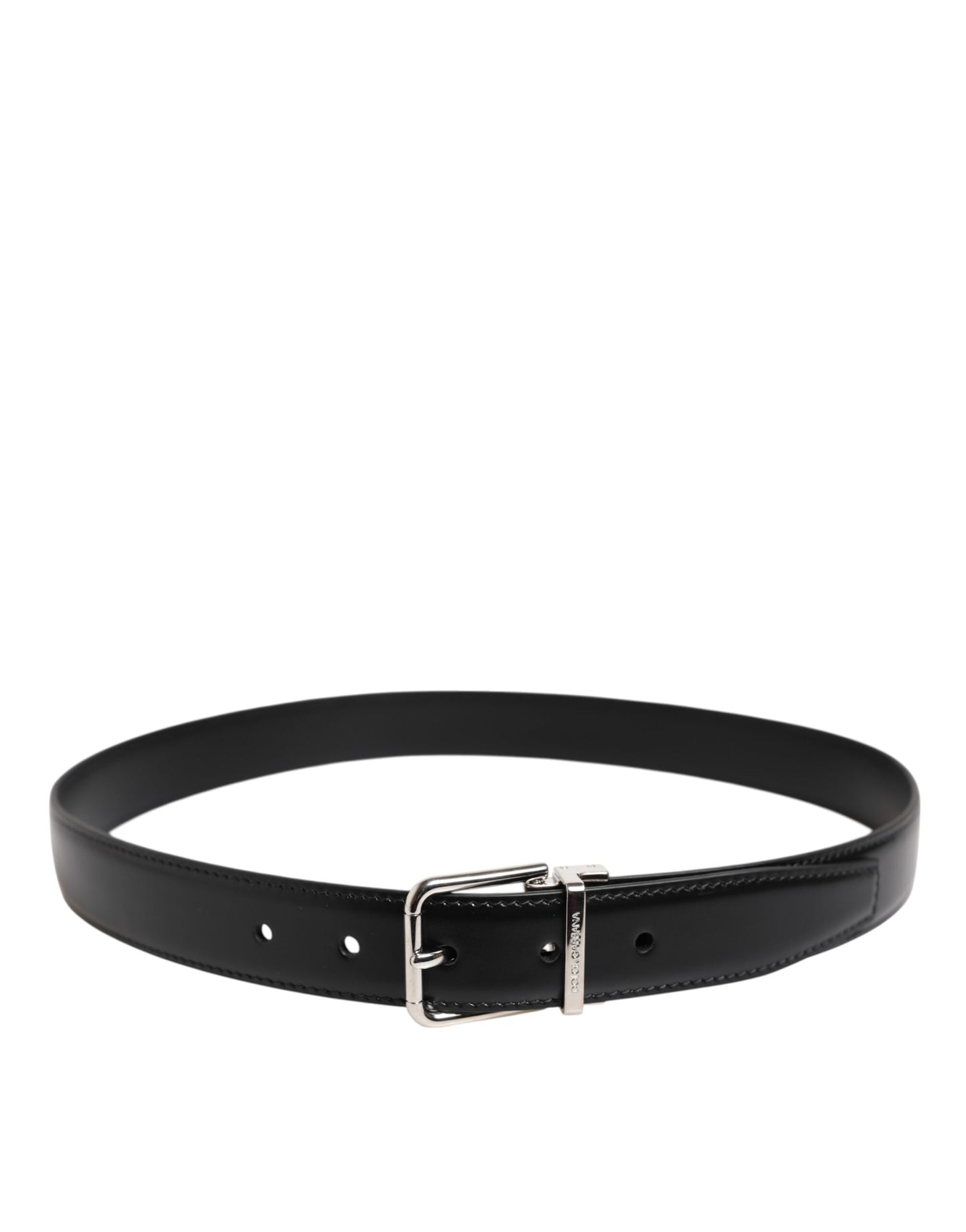 Ceinture classique en cuir noir Dolce & Gabbana avec boucle en métal