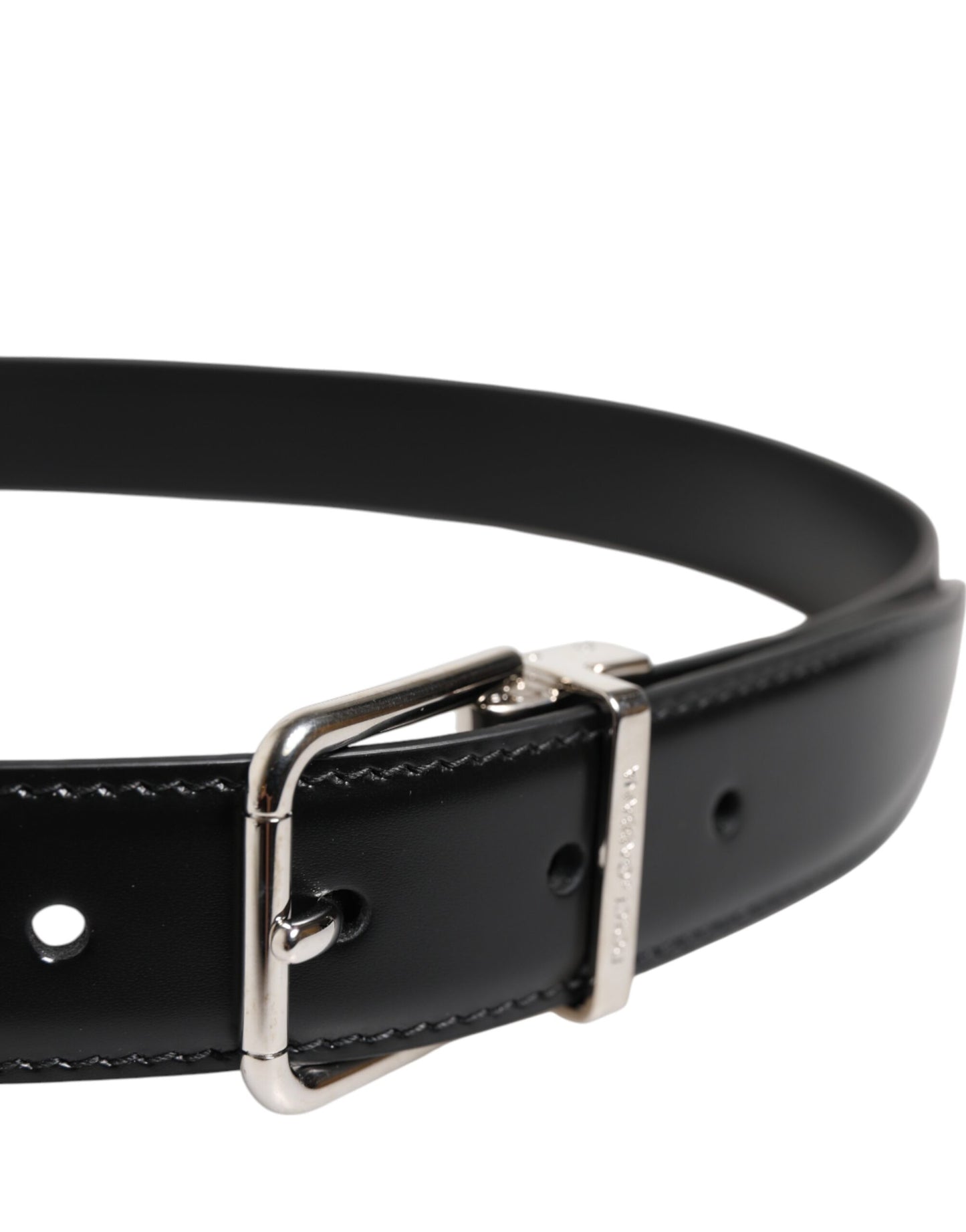 Ceinture classique en cuir noir Dolce & Gabbana avec boucle en métal