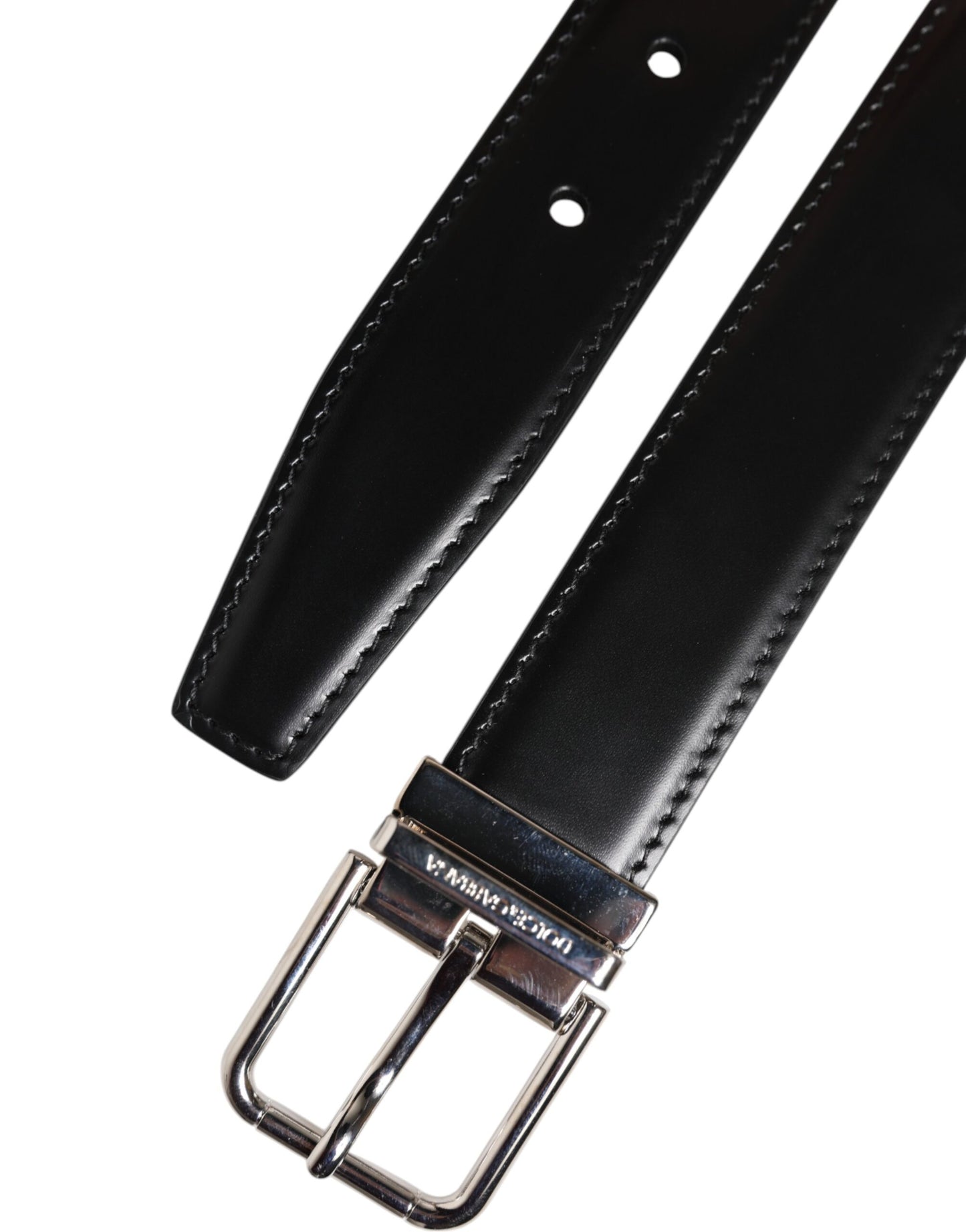 Ceinture classique en cuir noir Dolce & Gabbana avec boucle en métal