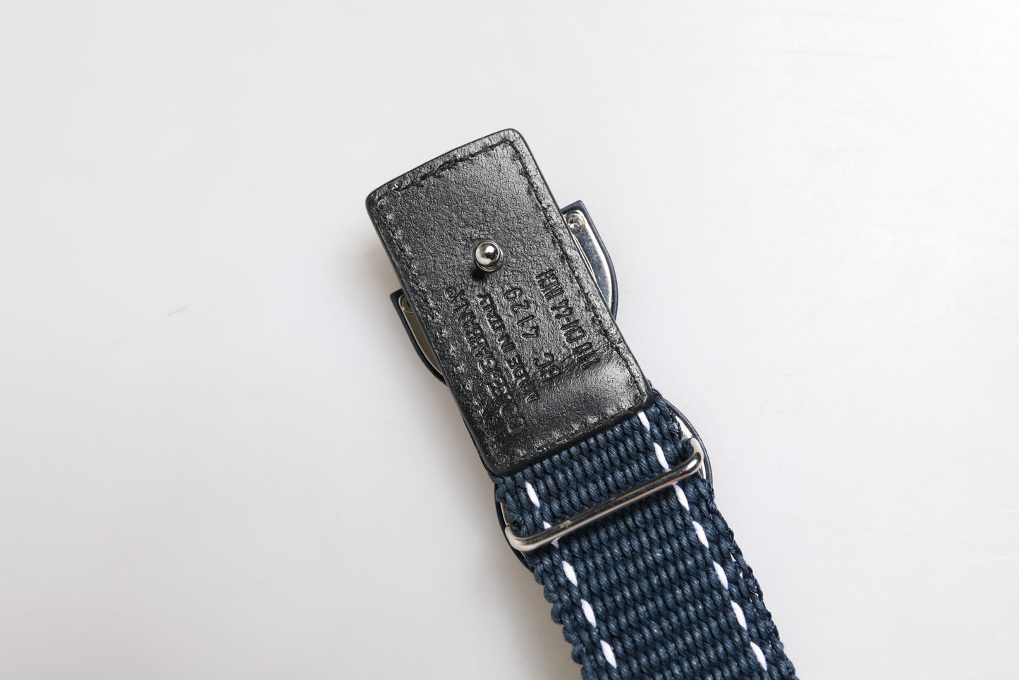 Dolce & Gabbana blauwe witte katoenen DG-logo metalen gesp riem
