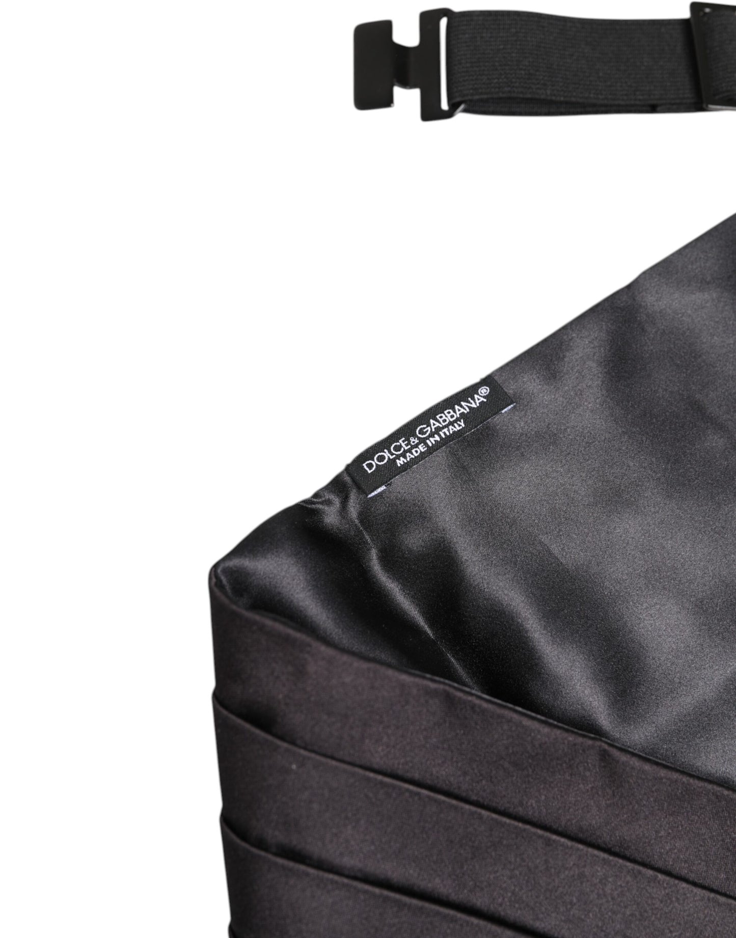 Ceinture large 100 % soie noire Dolce & Gabbana pour homme