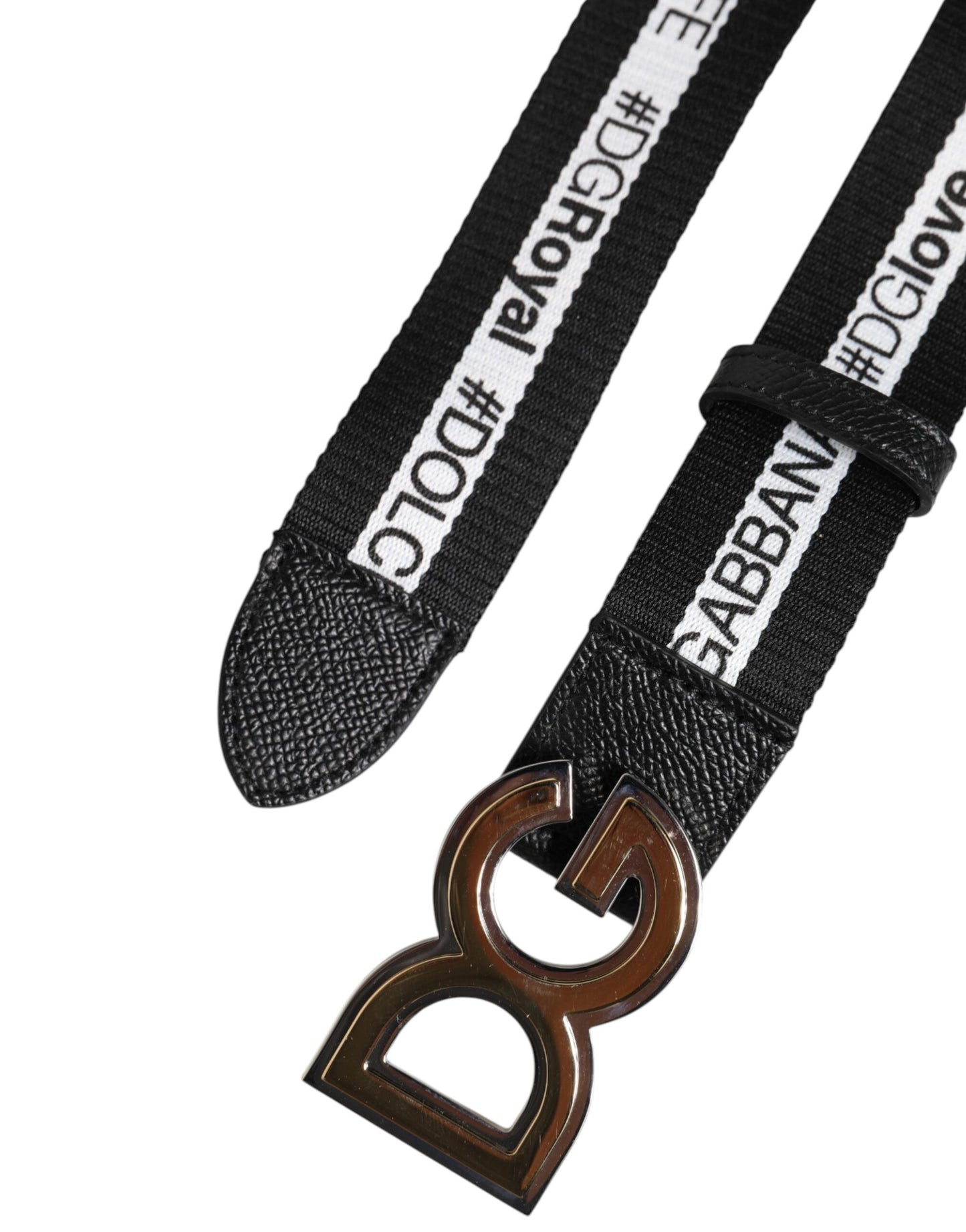Ceinture Dolce & Gabbana en coton noir avec logo DG et boucle dorée