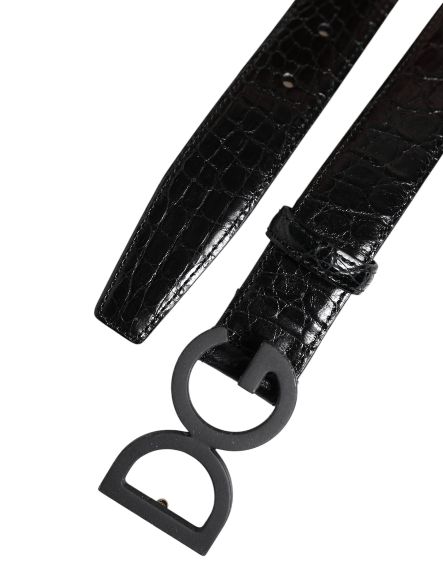 Ceinture classique en cuir noir Dolce & Gabbana avec boucle DG en métal