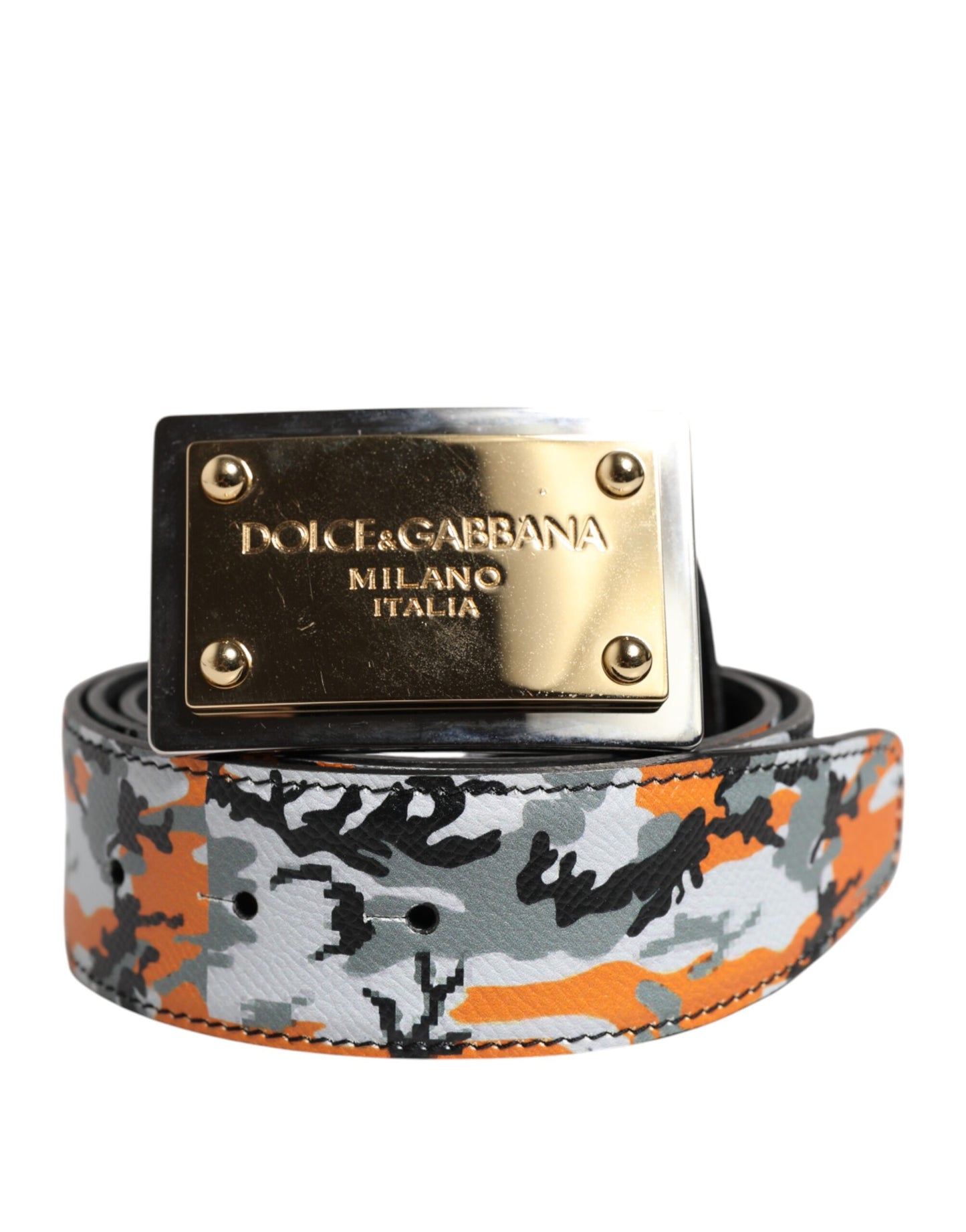 Ceinture à boucle métallique avec logo camouflage multicolore Dolce & Gabbana