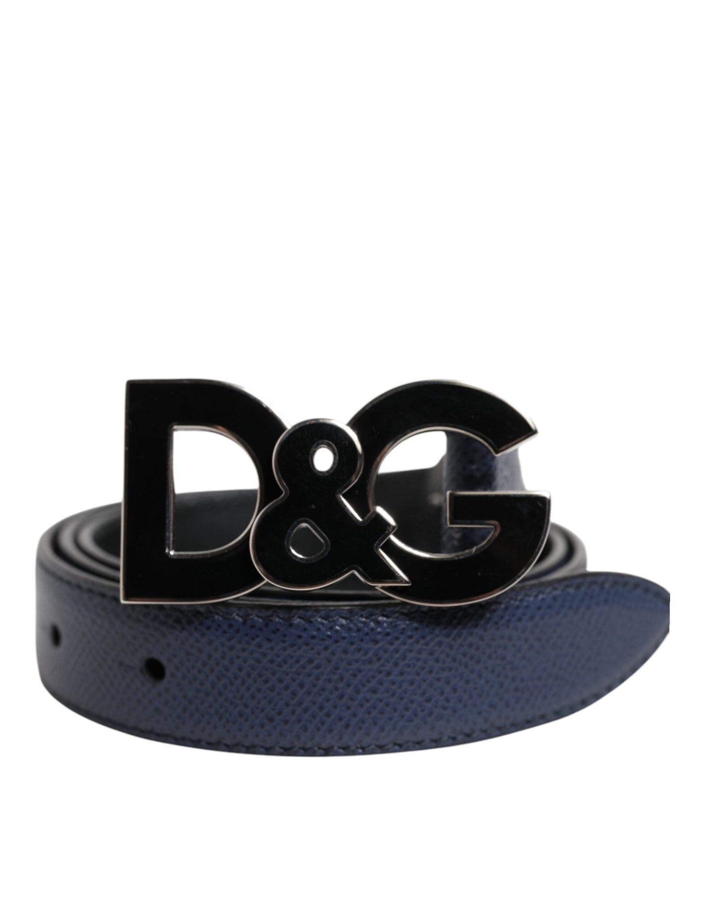 Ceinture classique en cuir bleu Dolce & Gabbana avec boucle en métal et logo DG