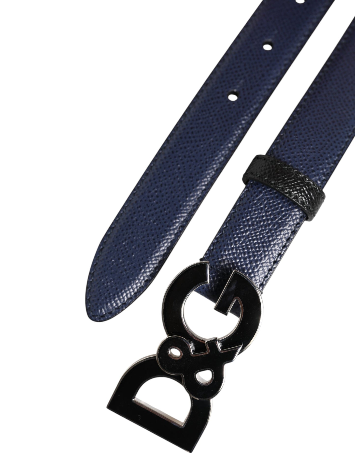 Ceinture classique en cuir bleu Dolce & Gabbana avec boucle en métal et logo DG