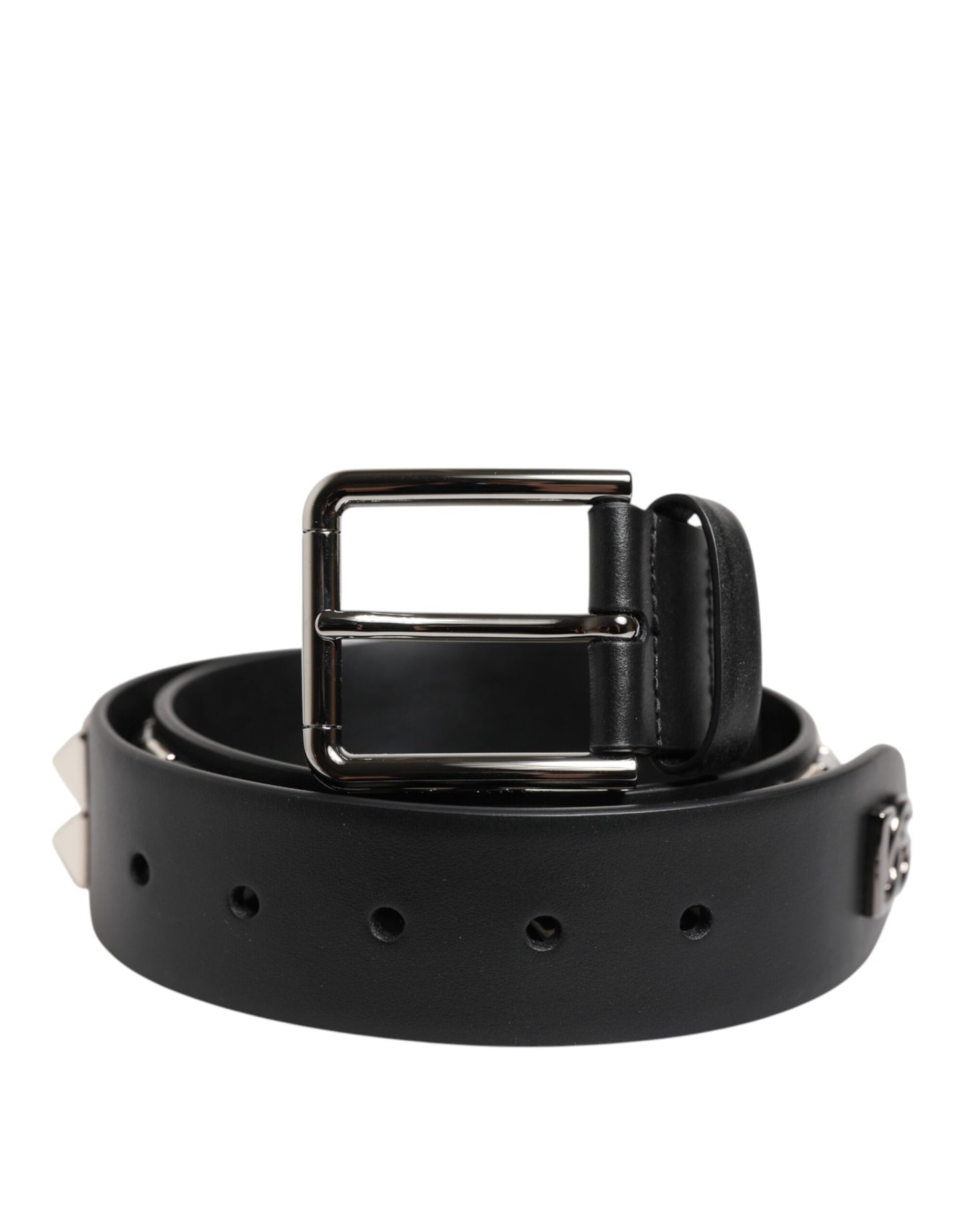 Ceinture Dolce & Gabbana en cuir noir clouté avec boucle en métal DG