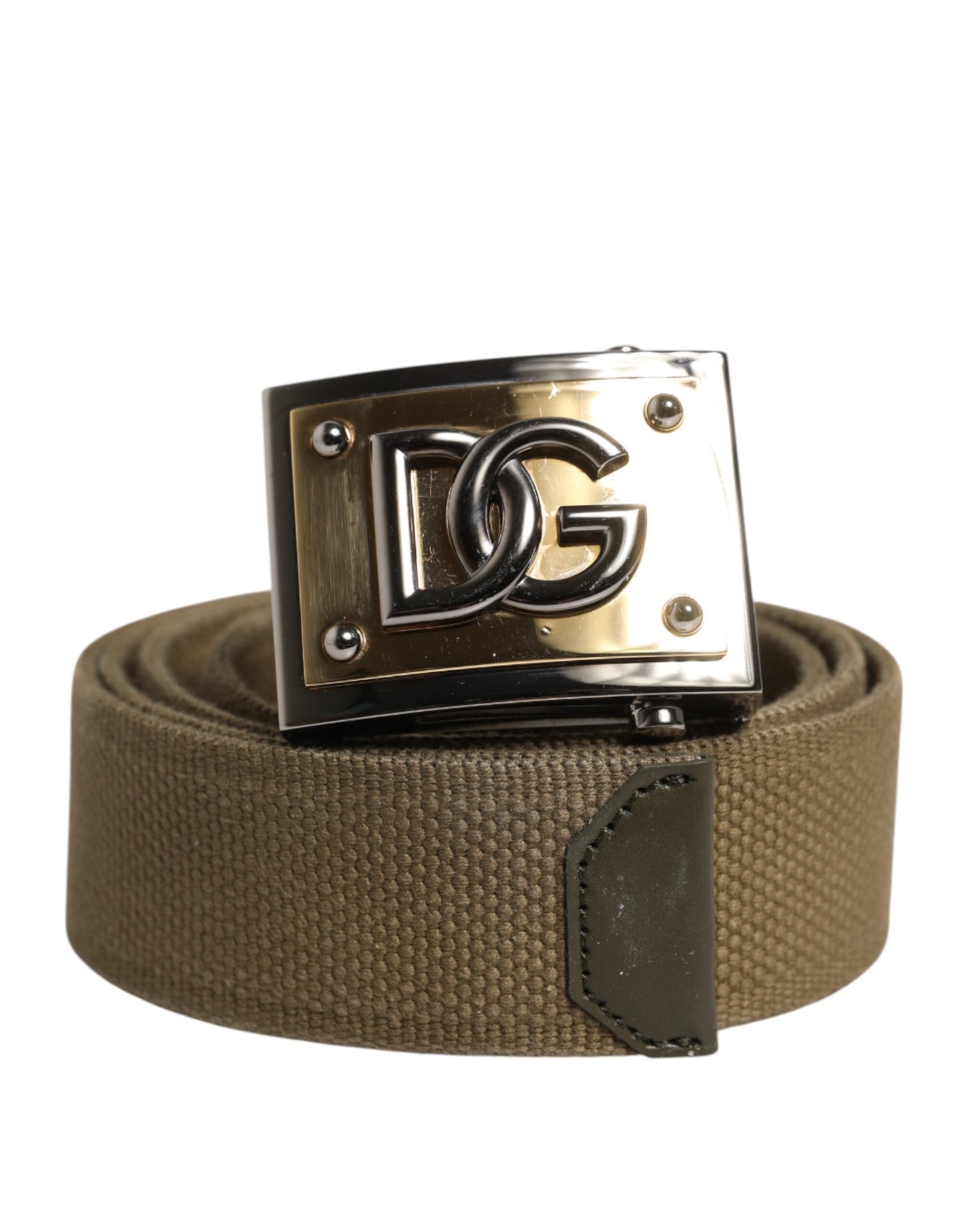 Ceinture Dolce & Gabbana en nylon vert militaire avec boucle en métal et logo
