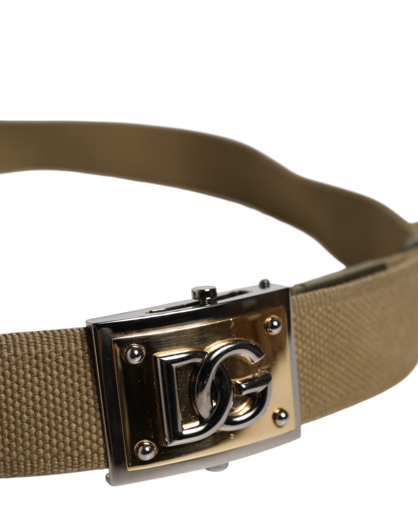 Ceinture Dolce & Gabbana en nylon vert militaire avec boucle en métal et logo