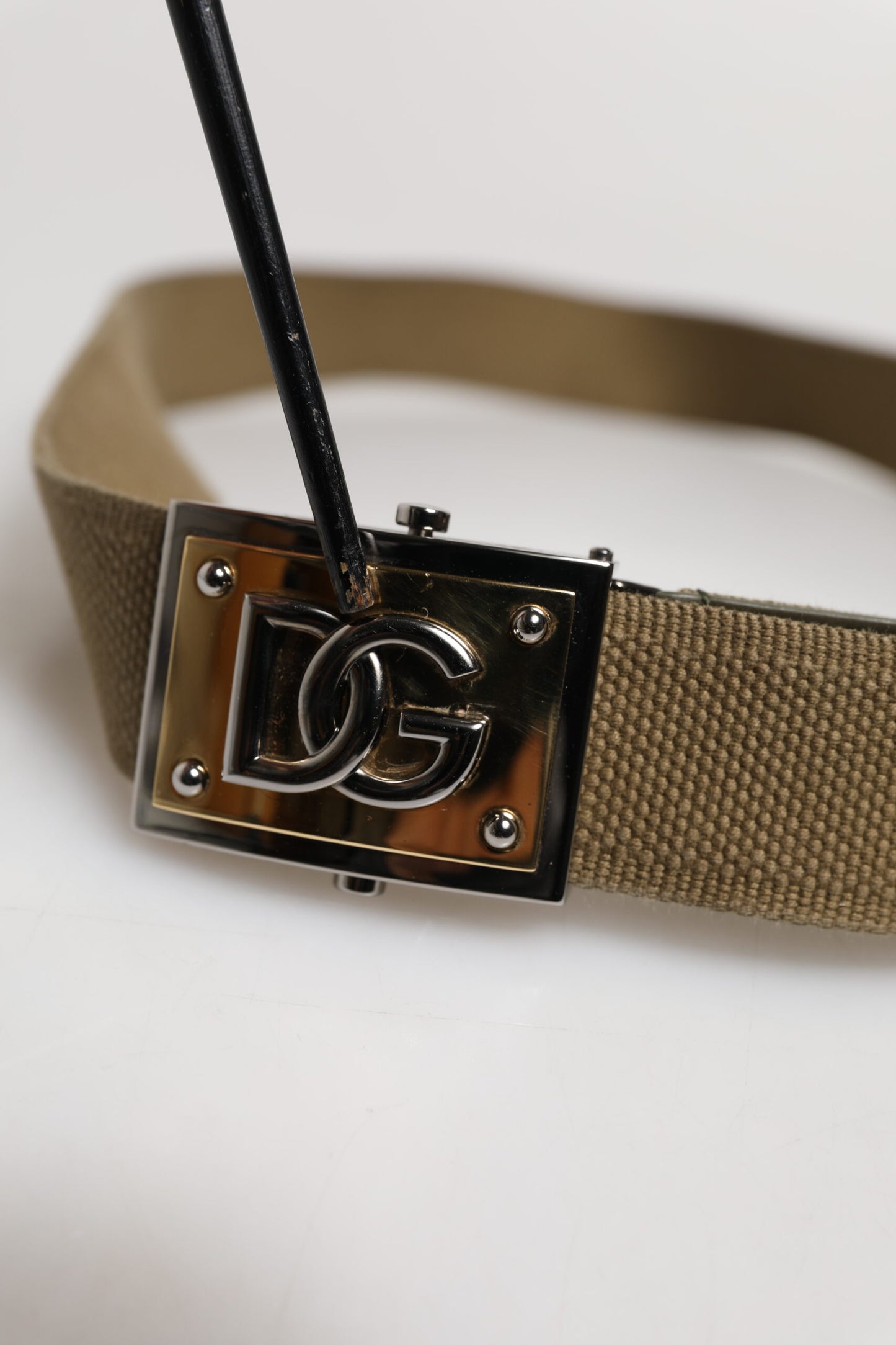 Ceinture Dolce & Gabbana en nylon vert militaire avec boucle en métal et logo