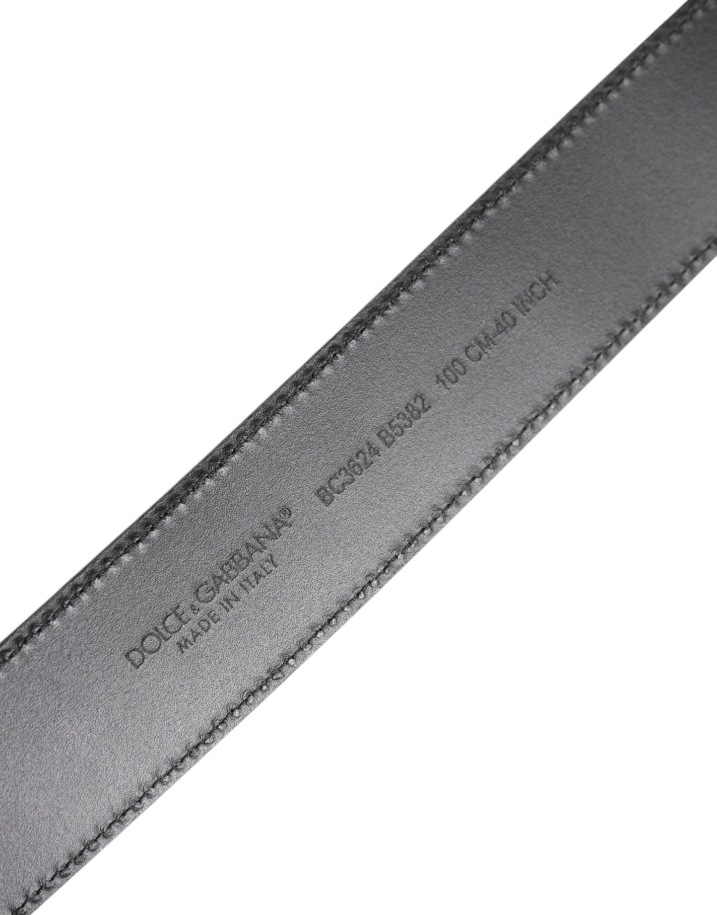 Ceinture en cuir noir avec boucle en métal et logo Dolce & Gabbana