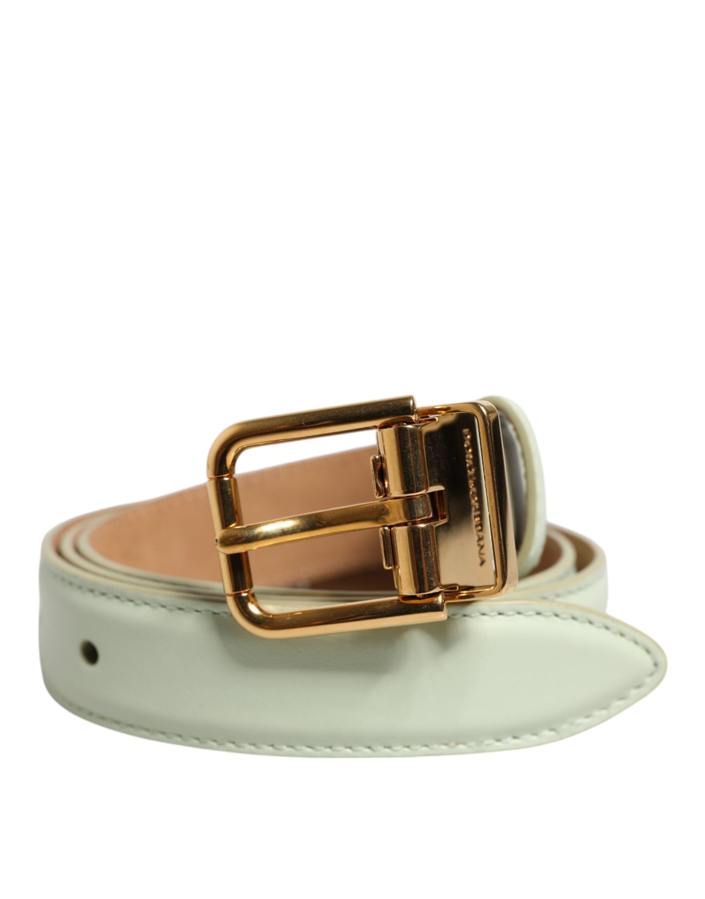 Ceinture Dolce & Gabbana en cuir vert clair avec boucle en métal doré