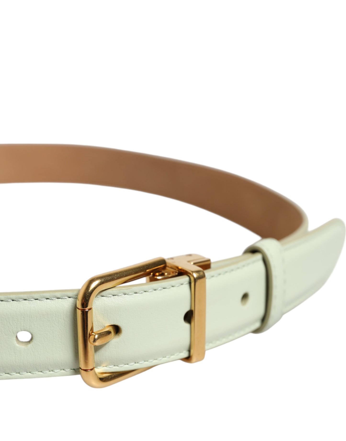 Ceinture Dolce & Gabbana en cuir vert clair avec boucle en métal doré
