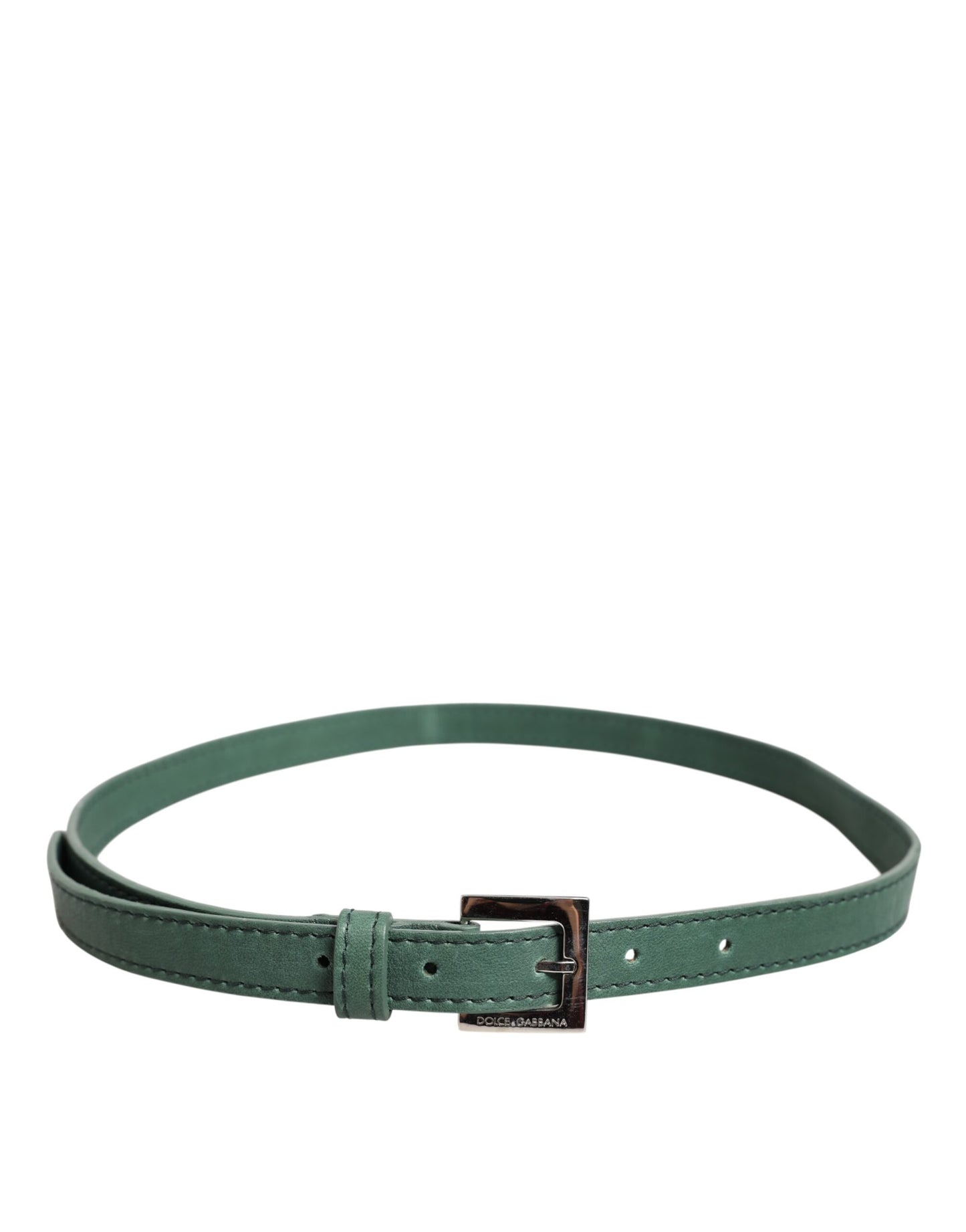 Ceinture Dolce & Gabbana en cuir vert foncé avec boucle en métal argenté