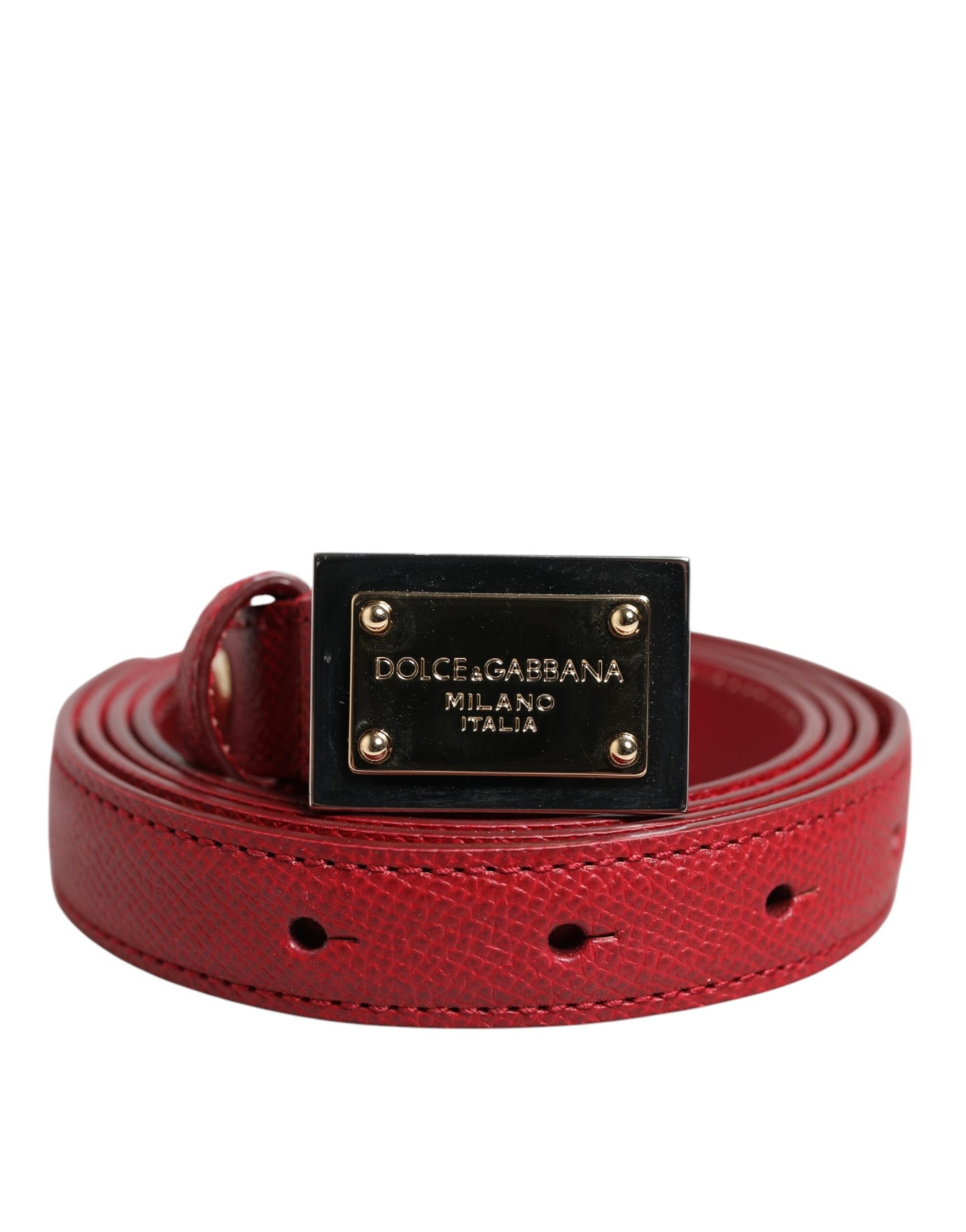 Dolce & Gabbana Cintura-riem van rood leer met vierkante metalen gesp