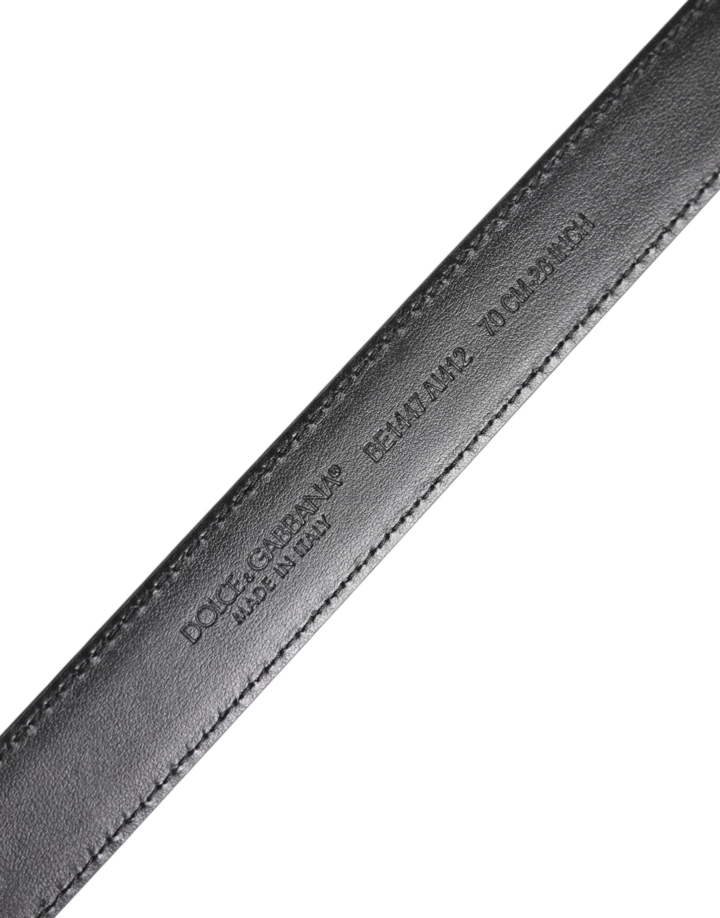 Ceinture Dolce & Gabbana en cuir noir et blanc avec boucle en métal argenté