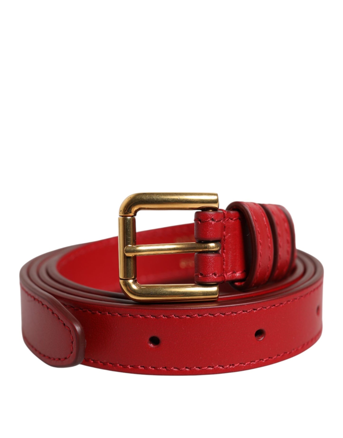 Ceinture à boucle en métal gravée du logo rouge Dolce & Gabbana