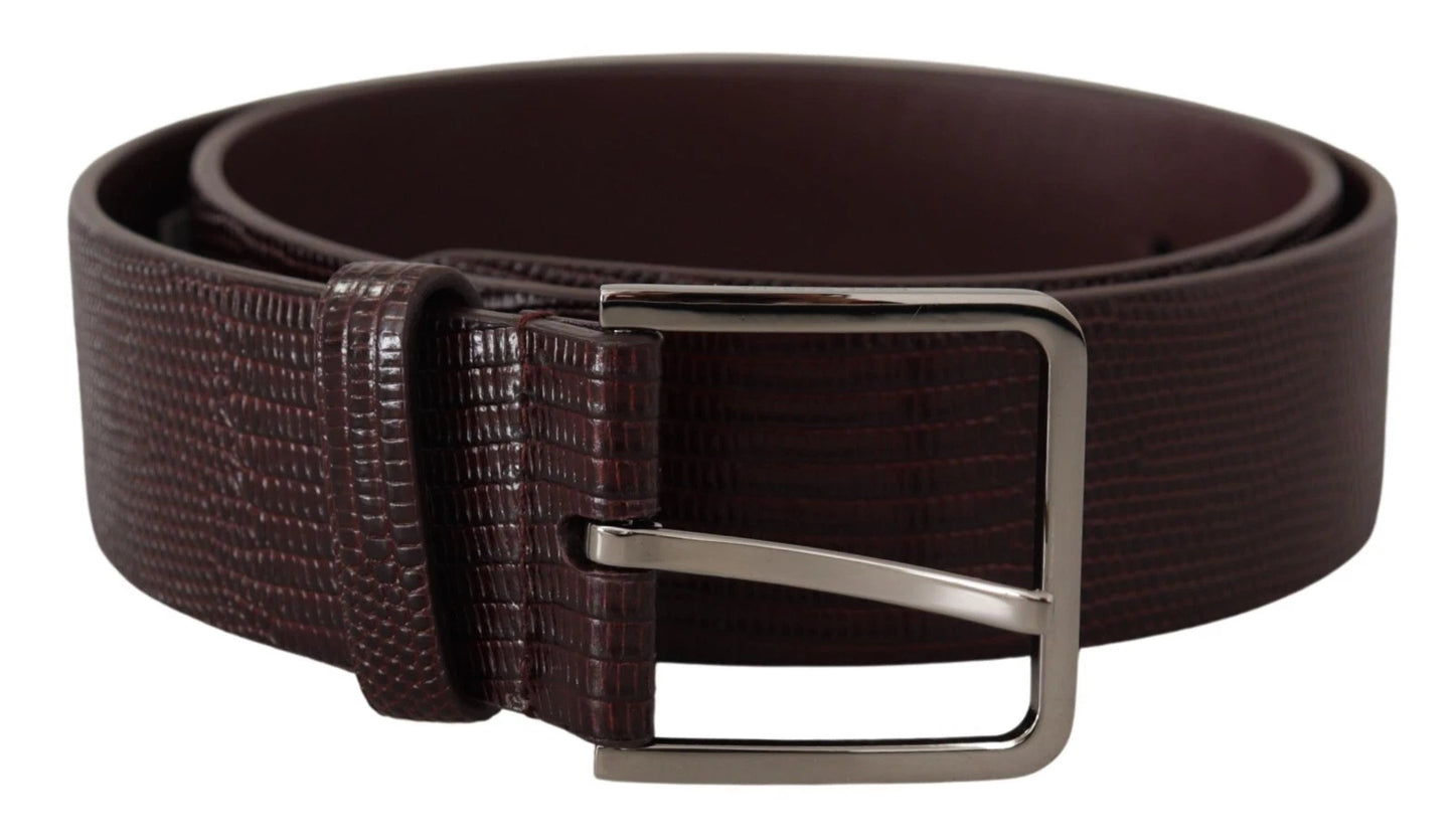 Ceinture Dolce & Gabbana en cuir de veau marron foncé avec boucle en métal et logo argenté
