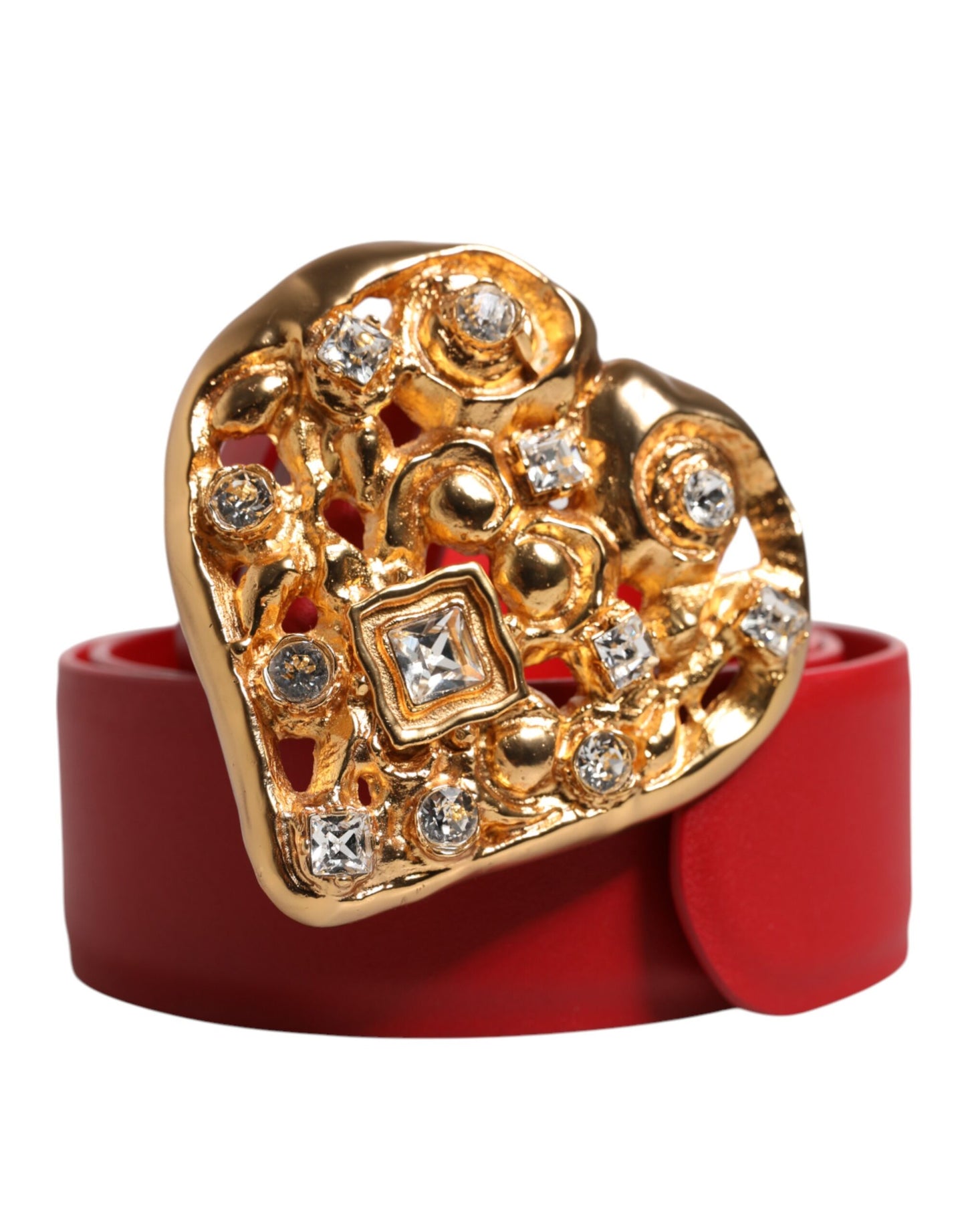 Ceinture Dolce & Gabbana en cuir de veau rouge avec boucle en métal ornée