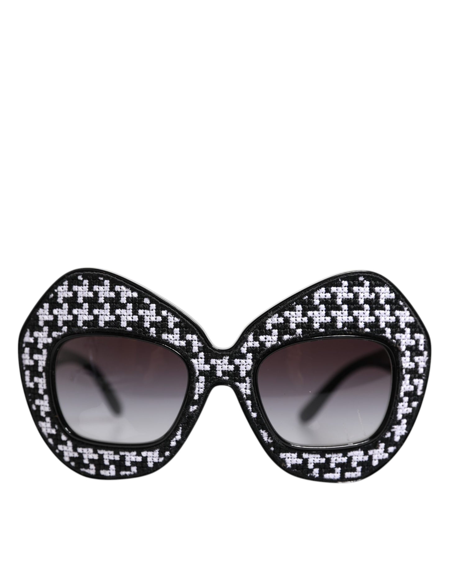 Dolce & Gabbana Zwart Wit PIED DE POULE Print Oversized Shades Zonnebril