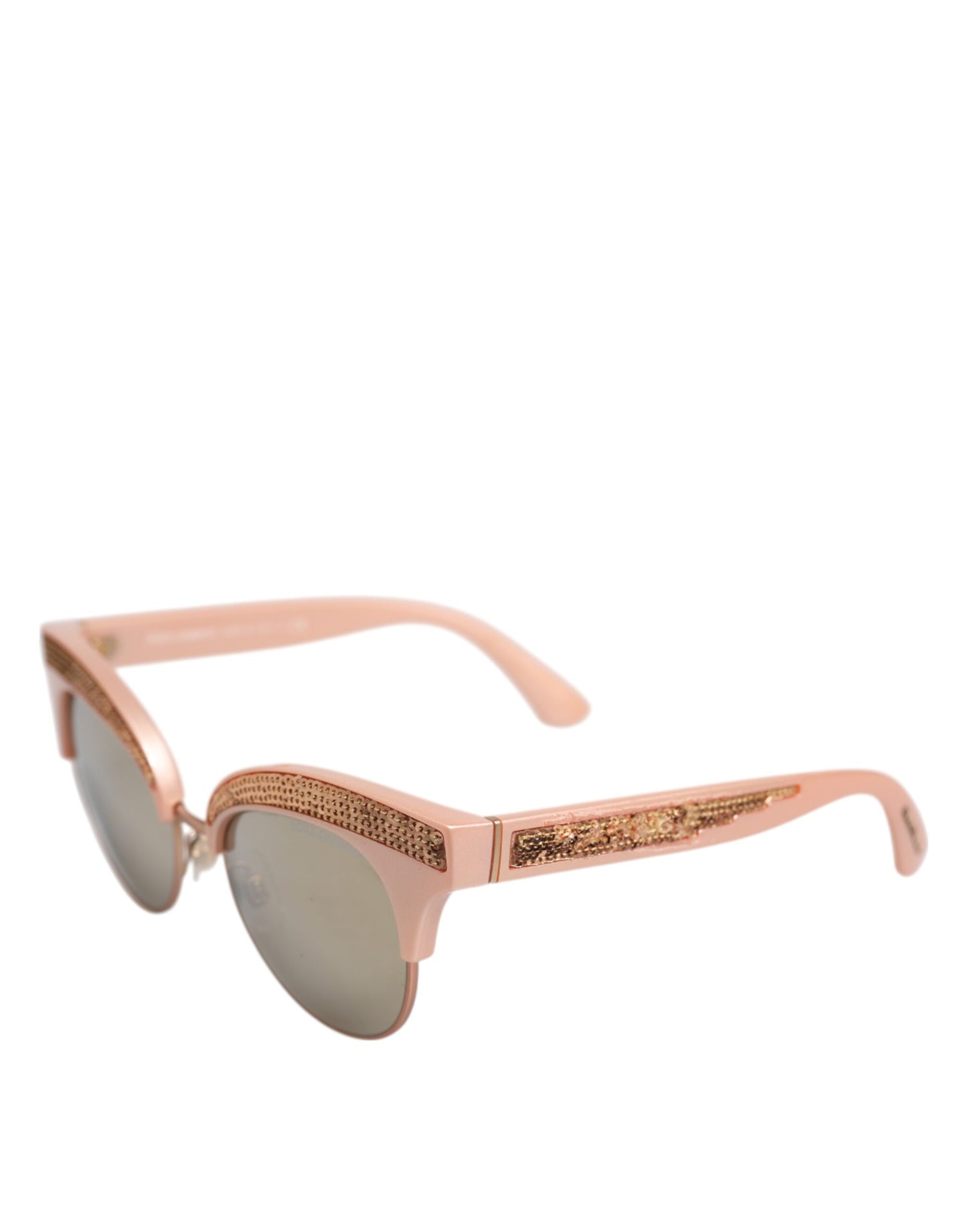 Dolce & Gabbana roze gouden gespiegelde cat eye DG6109 pailletten zonnebril