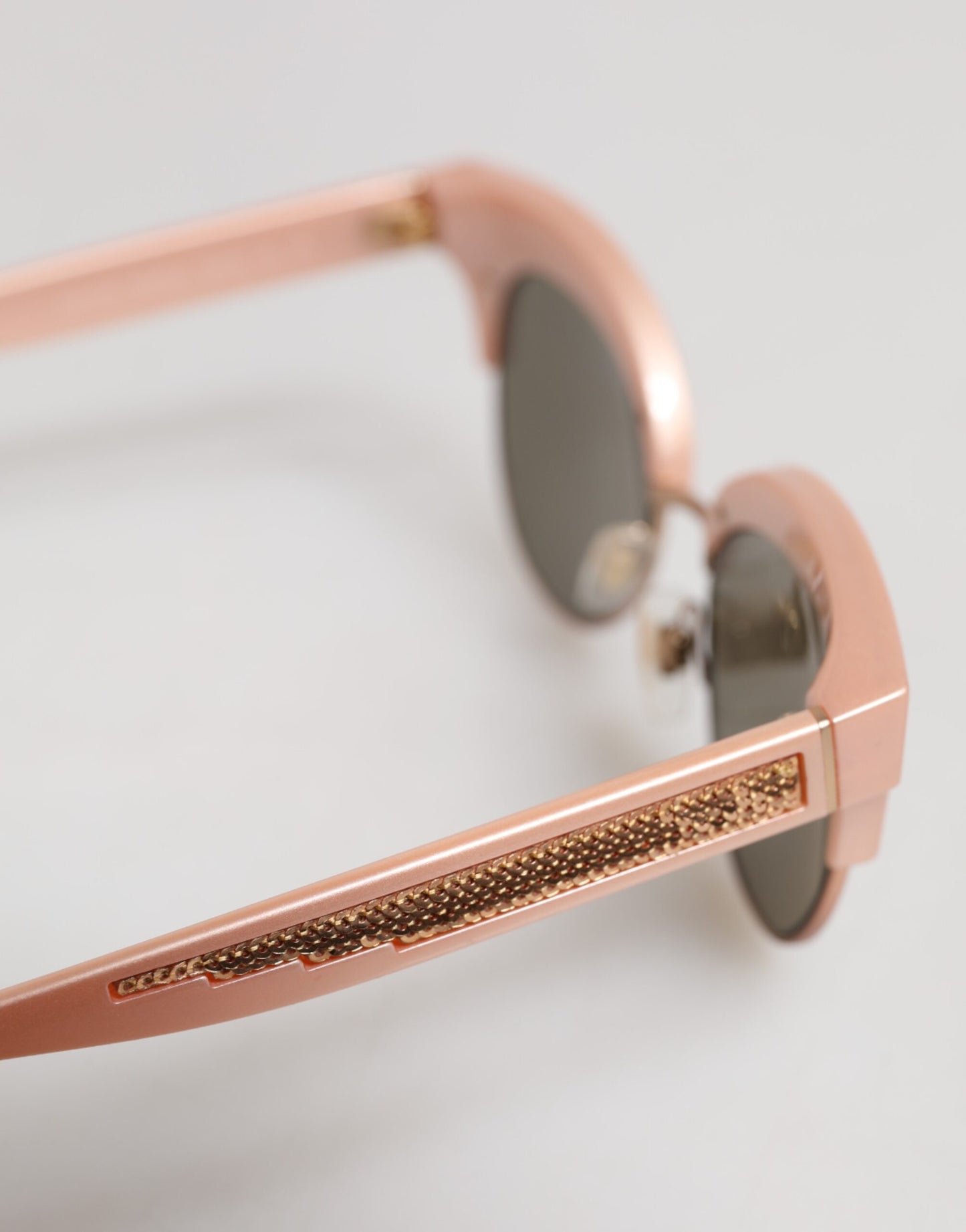 Dolce & Gabbana roze gouden gespiegelde cat eye DG6109 pailletten zonnebril