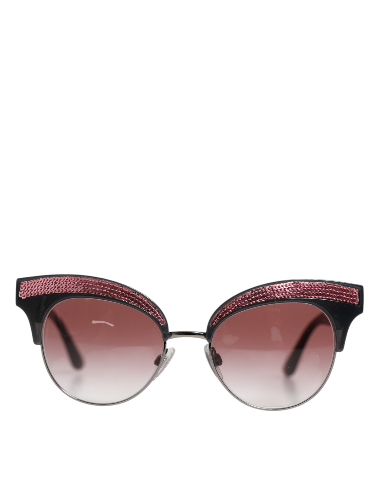 Dolce & Gabbana Zwart Roze Gespiegelde Cat Eye DG6109 Zonnebril met Pailletten