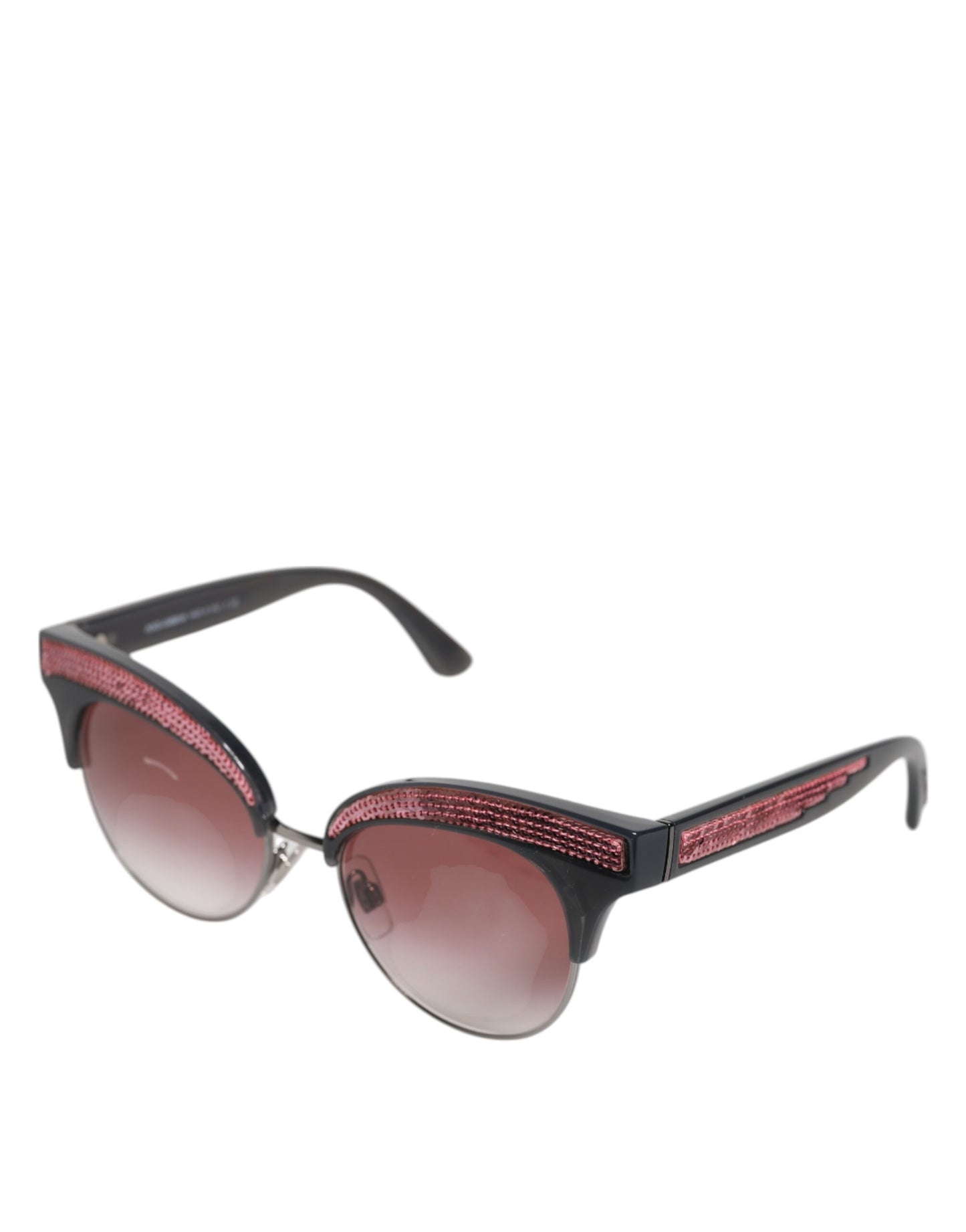 Dolce & Gabbana Zwart Roze Gespiegelde Cat Eye DG6109 Zonnebril met Pailletten