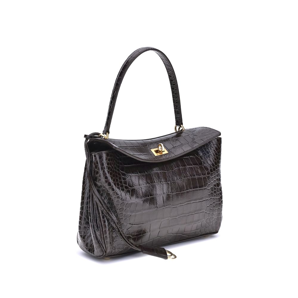 Balenciaga Rodeo schoudertas van leer met krokodillenprint