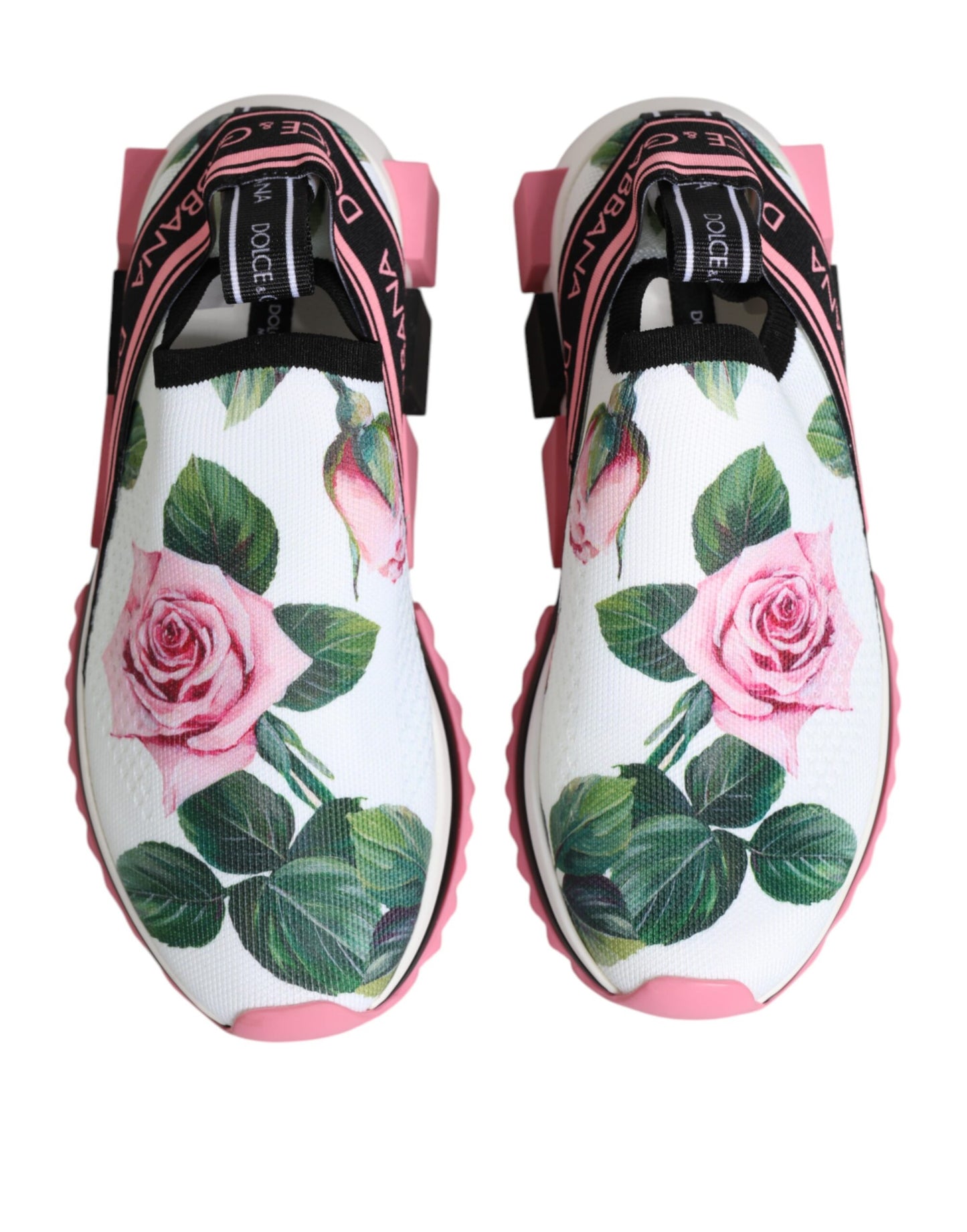 Dolce & Gabbana White Rose Print Sorrento Sneakers Shoes