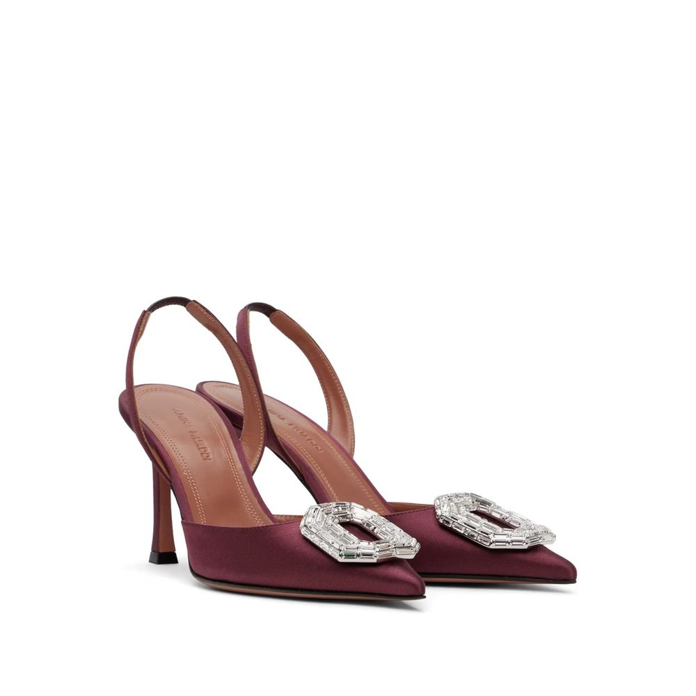Escarpins en satin Amina Muaddi Camelia Sling 90